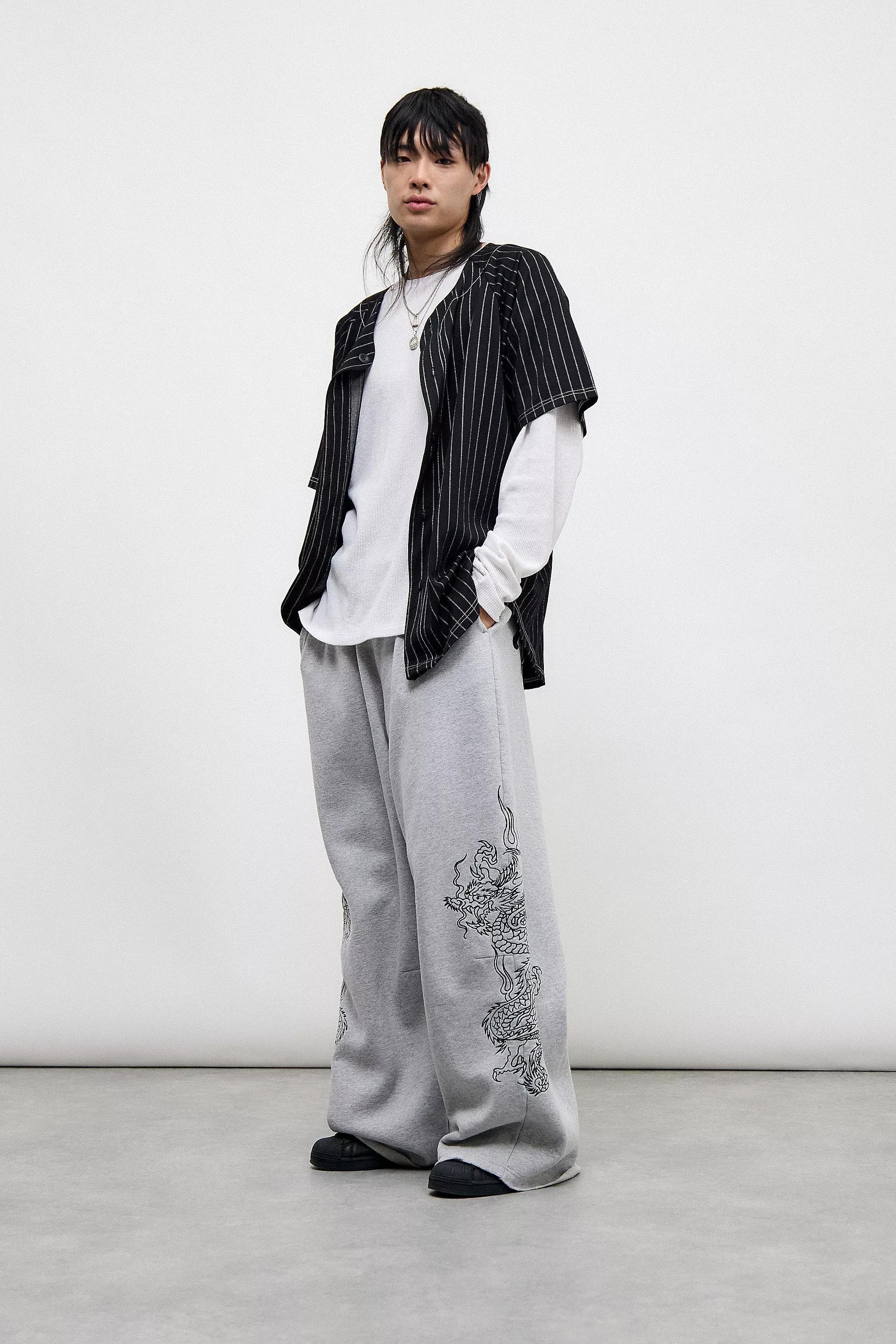 Grey Ed Hardy Uo Exclusive Dragon Wide Leg Joggers, , large image number 1