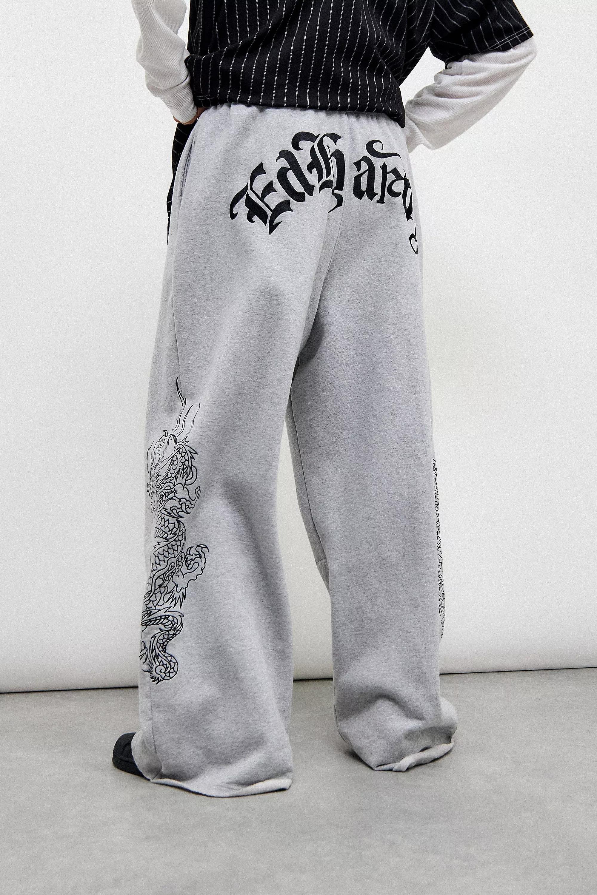 Grey Ed Hardy Uo Exclusive Dragon Wide Leg Joggers, , large image number 2
