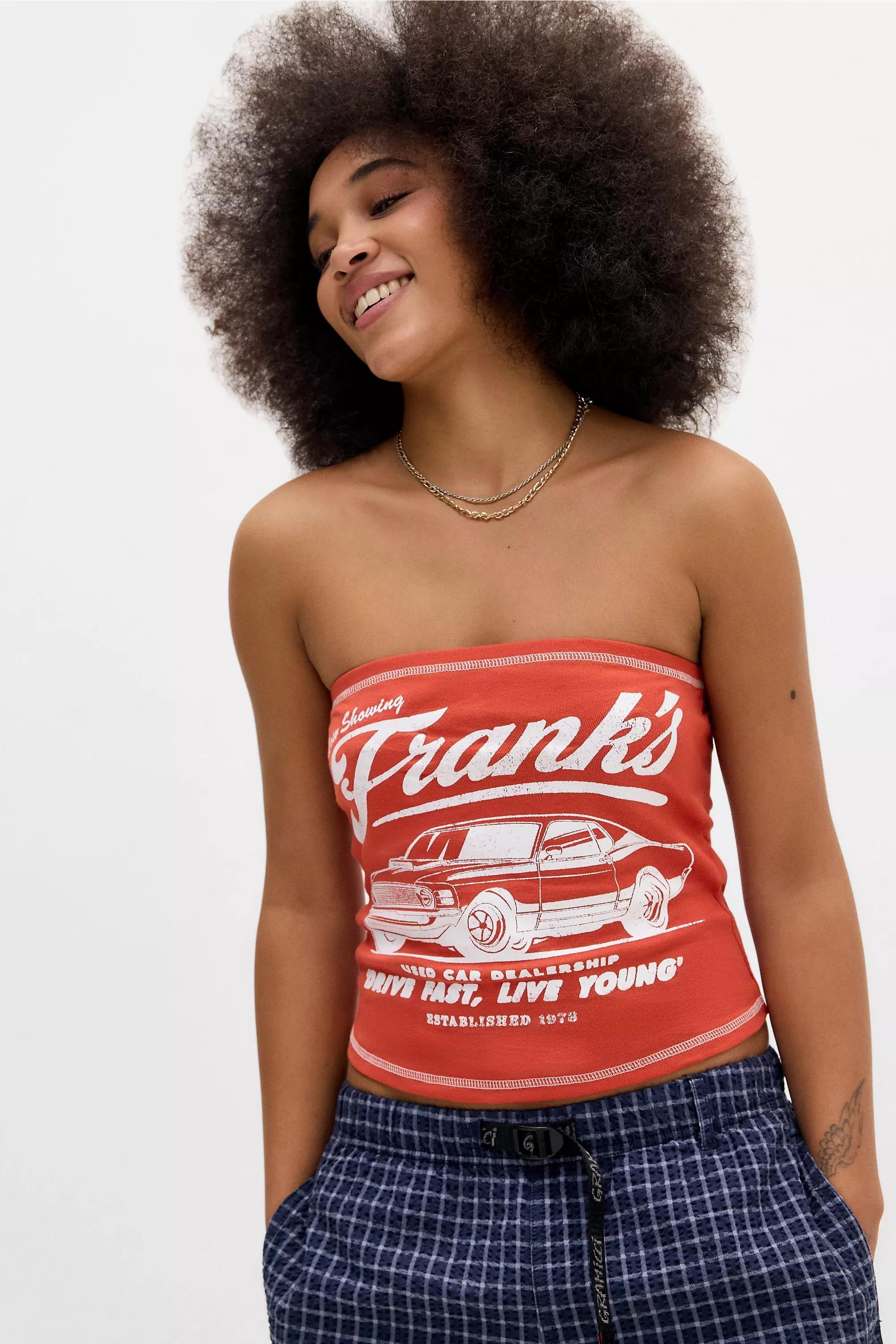 Red Uo Frank Car Bandeau Top, , large image number 0