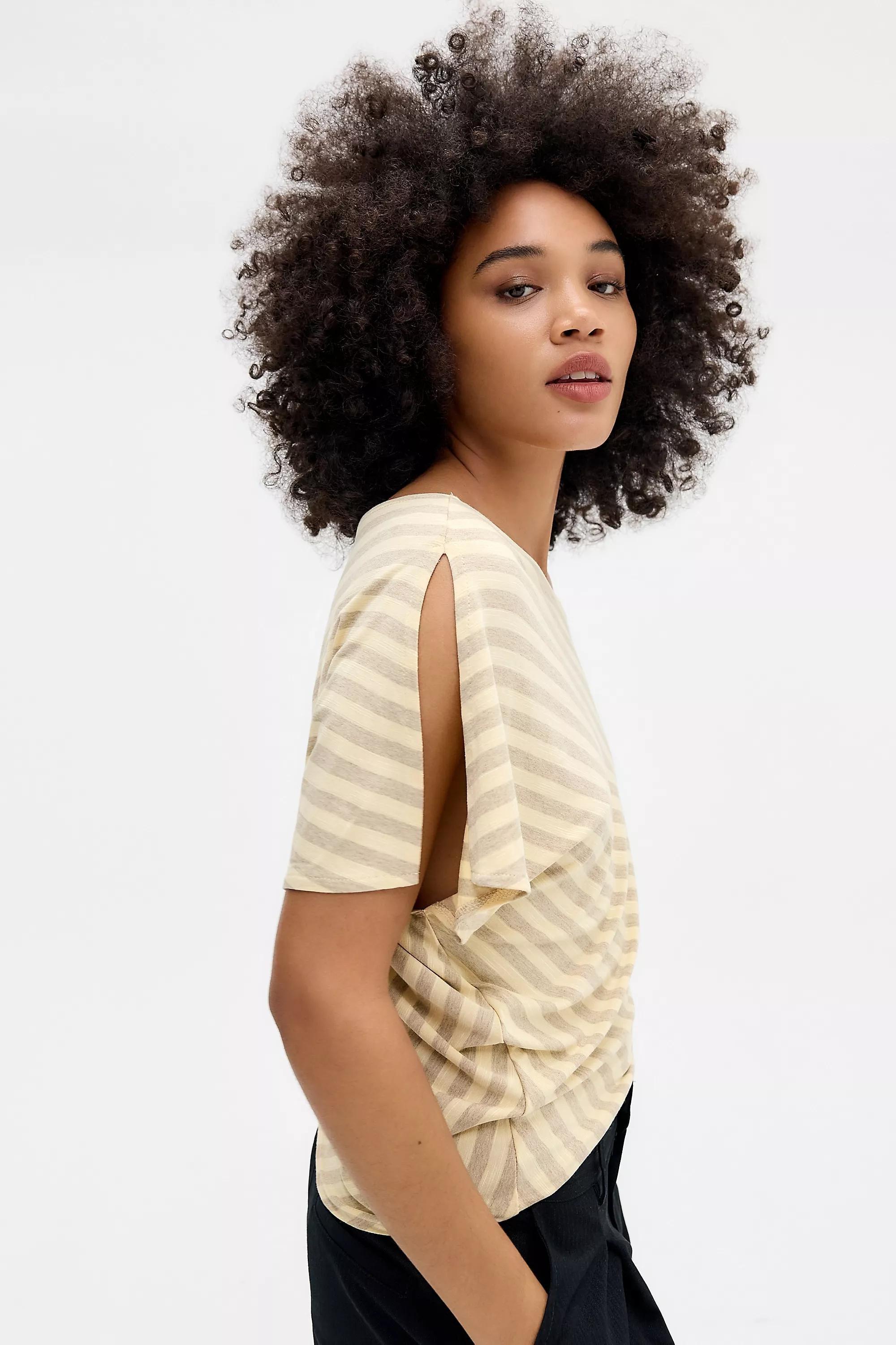 Yellow Uo Olivia Off-Shoulder T-Shirt\N, CREME, large image number 2