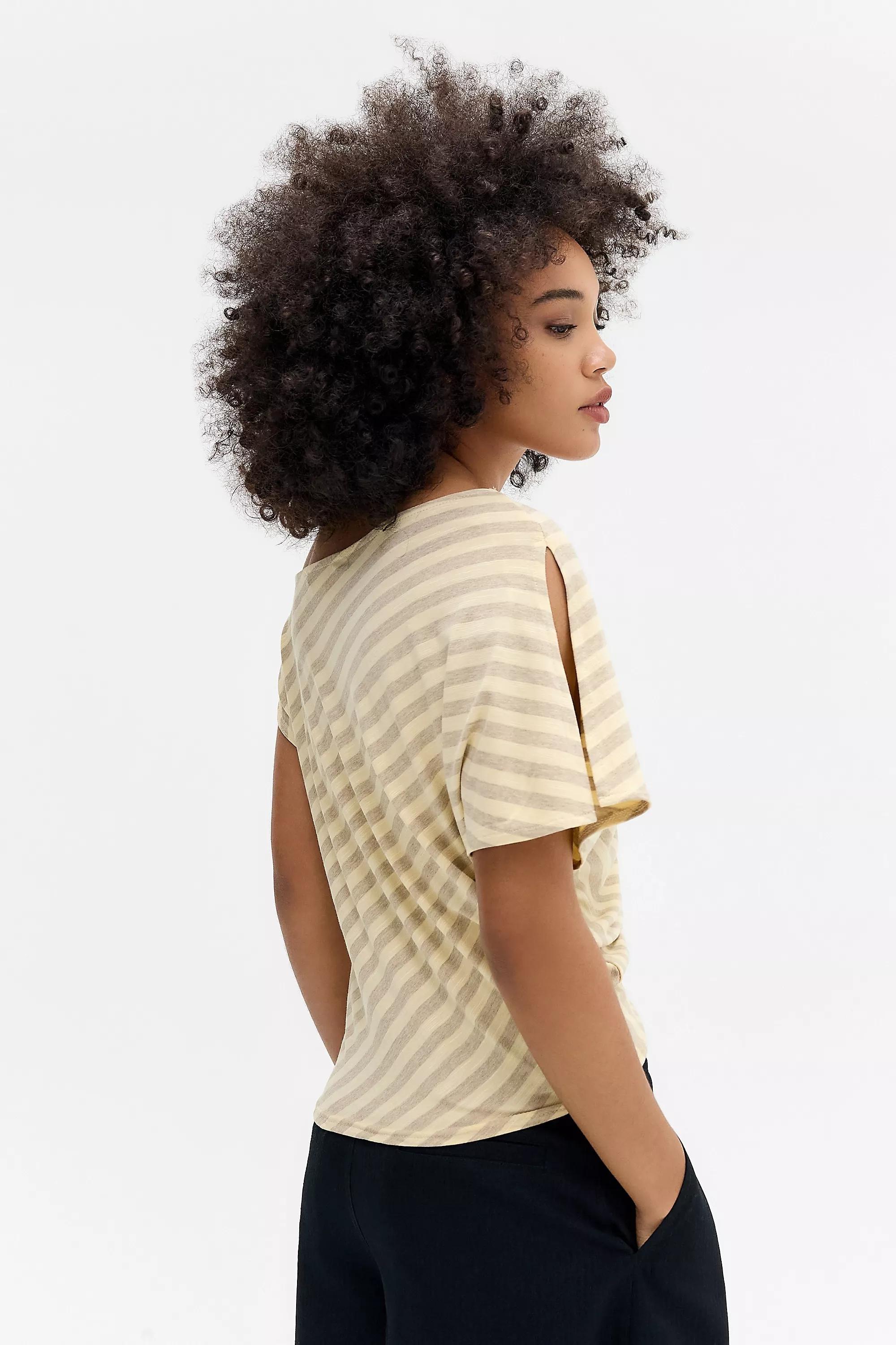 Yellow Uo Olivia Off-Shoulder T-Shirt\N, CREME, large image number 3