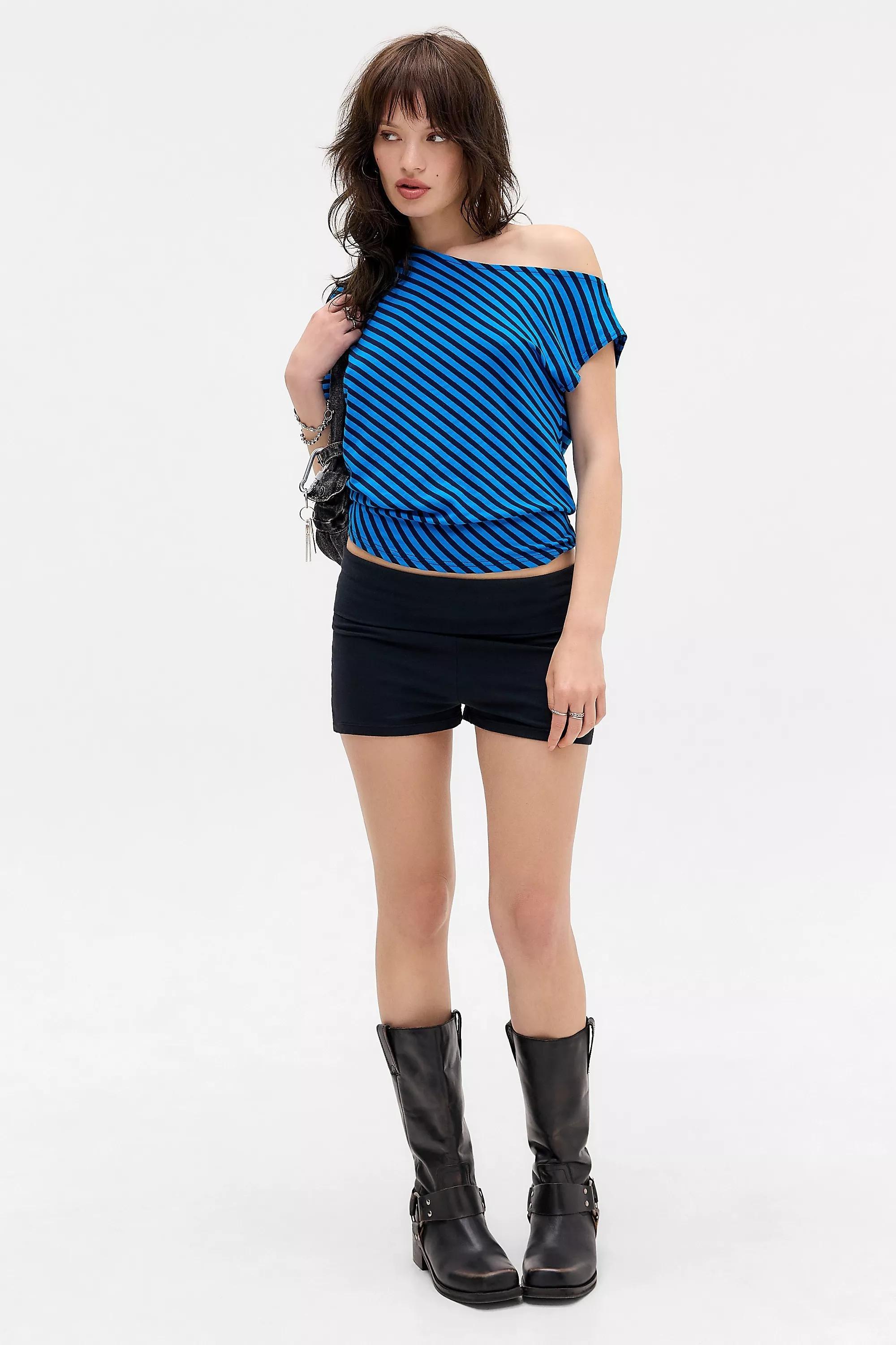 Blue Uo Olivia Off-Shoulder T-Shirt, BLUE, large image number 2