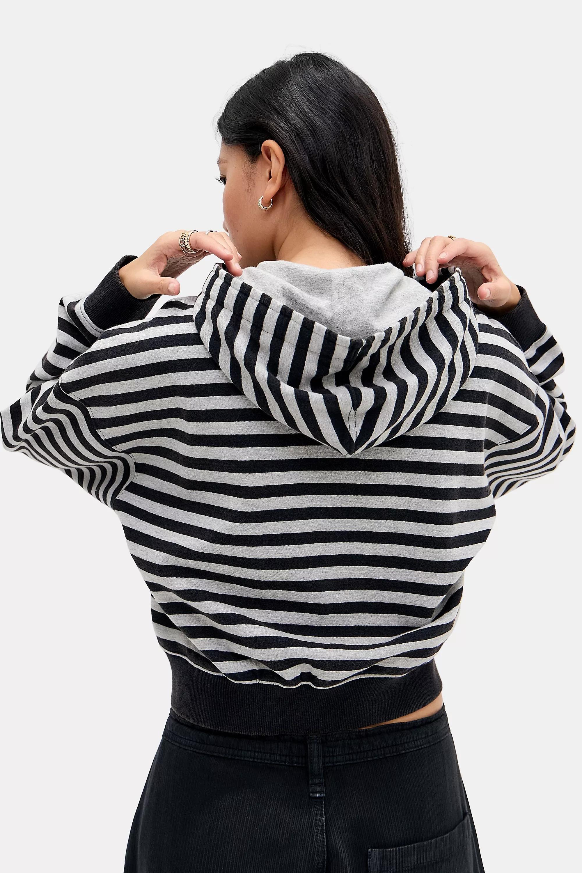 Grey Bdg Easy Stripe Cropped Hoodie, GREY, large image number 3