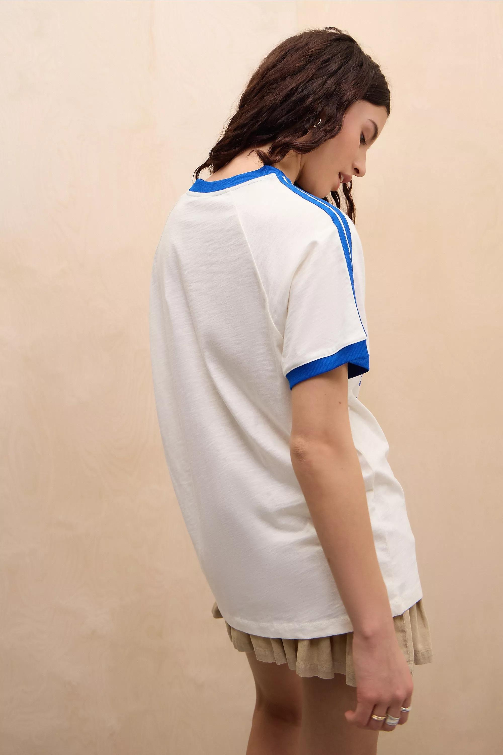 White Printed V-Neck Boyfriend T-Shirt, , large image number 3