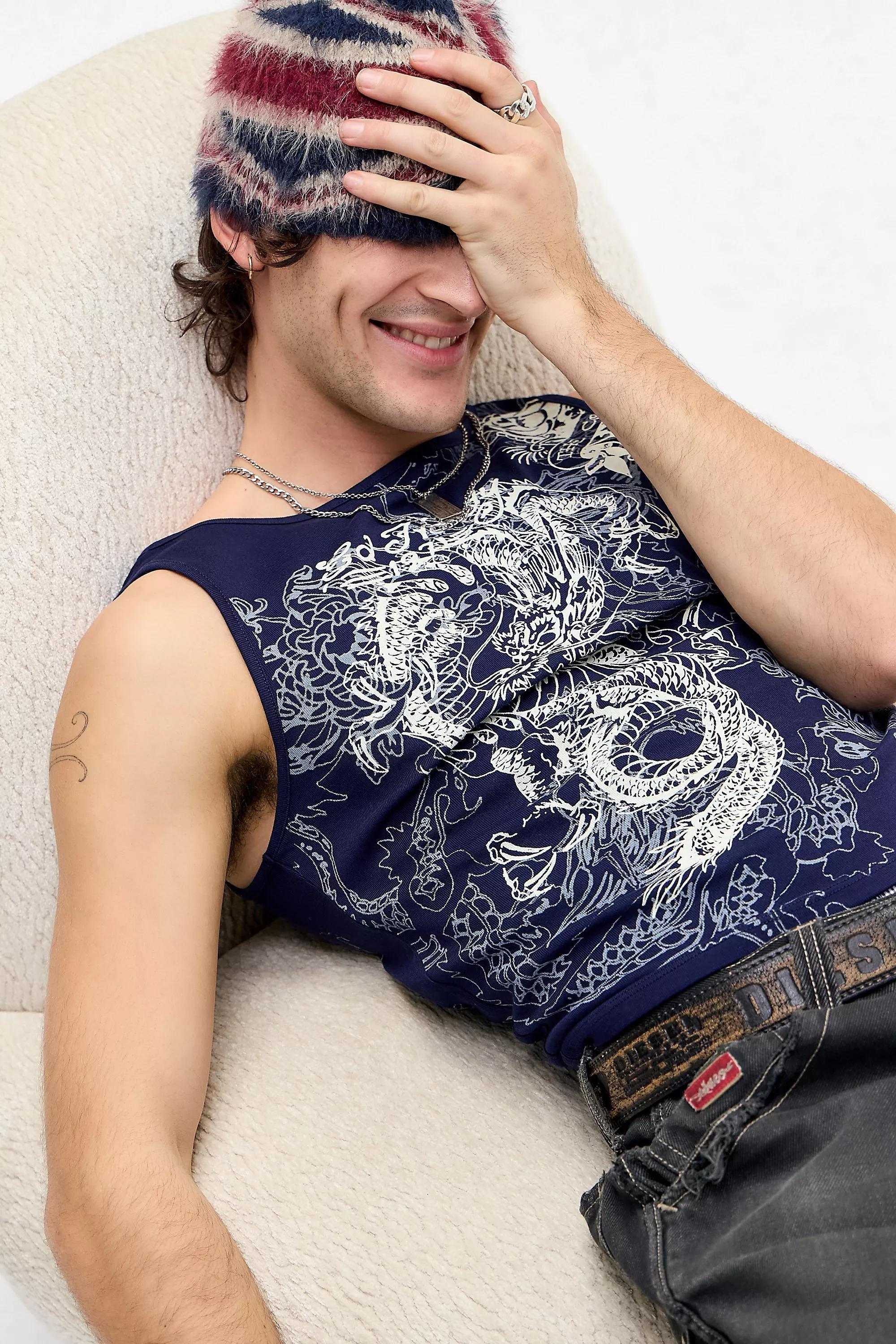 UO Ed Hardy Dragon Tank Top, BLUE, large image number 8