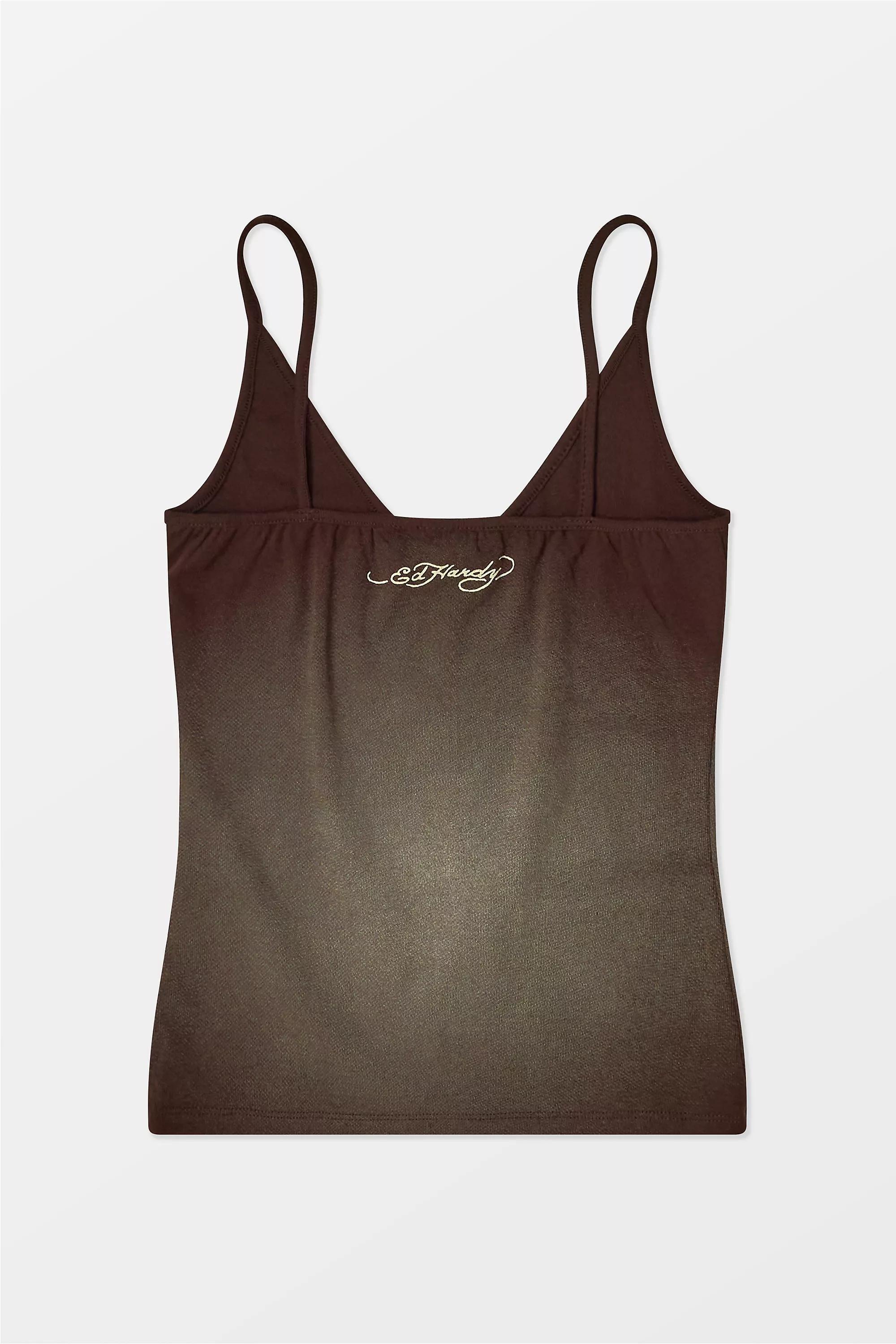 UO Ed Hardy Lotus Tank Top, BRN, large image number 5