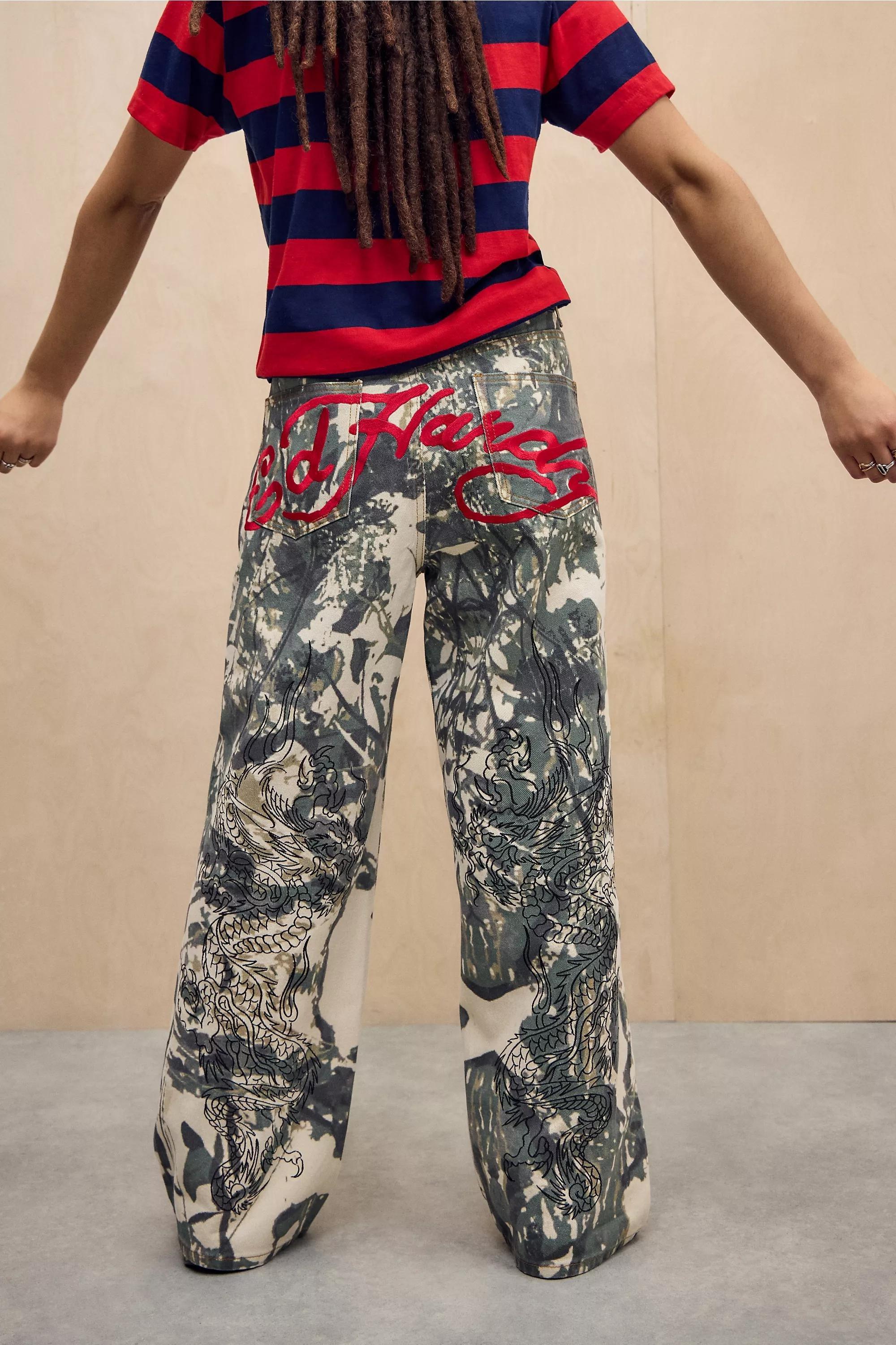 Khaki Ed Hardy Uo Exclusive Camo Dragon Jeans, , large image number 0