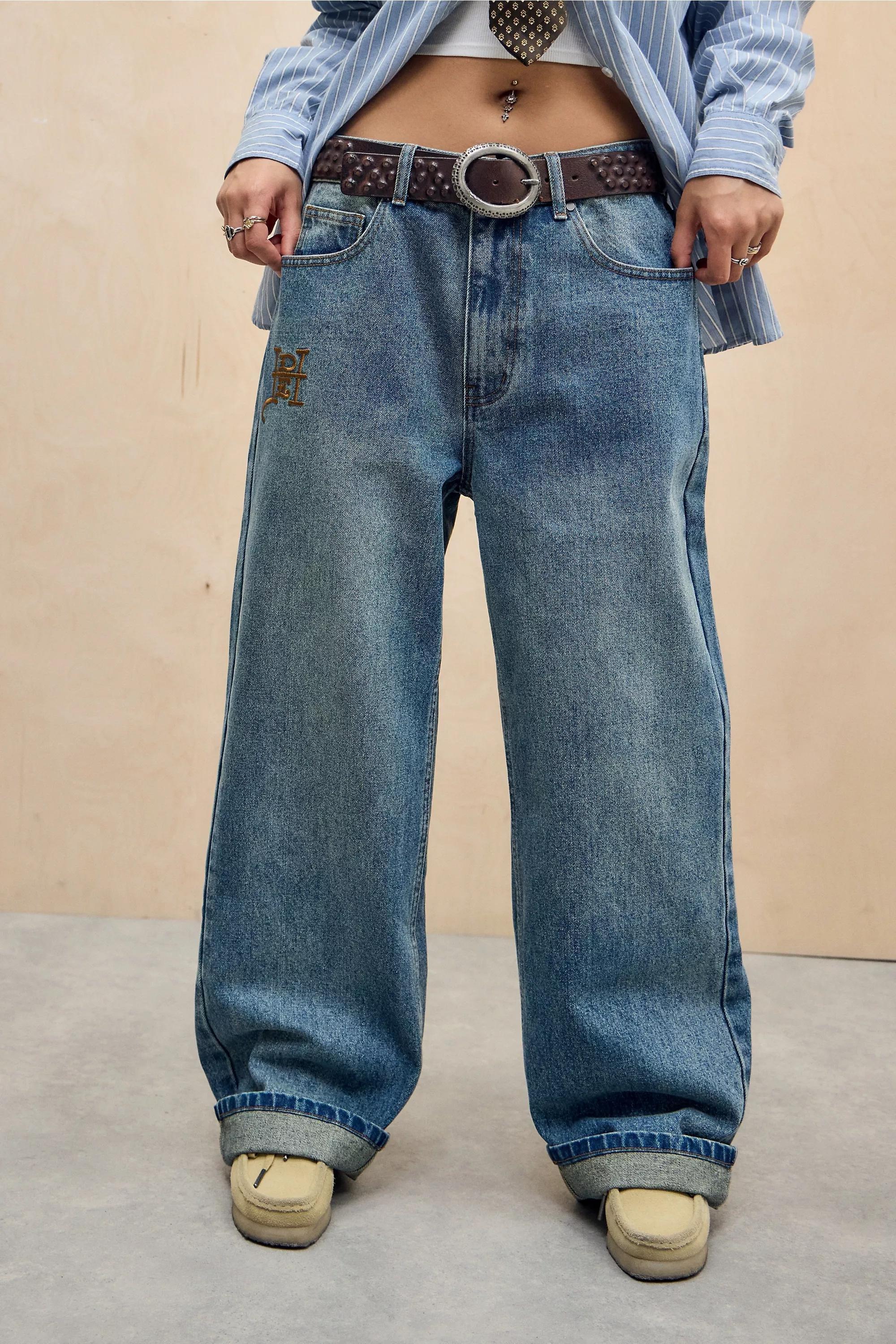 Blue Ed Hardy Uo Exclusive Tobacco Embroidered Jeans, , large image number 0