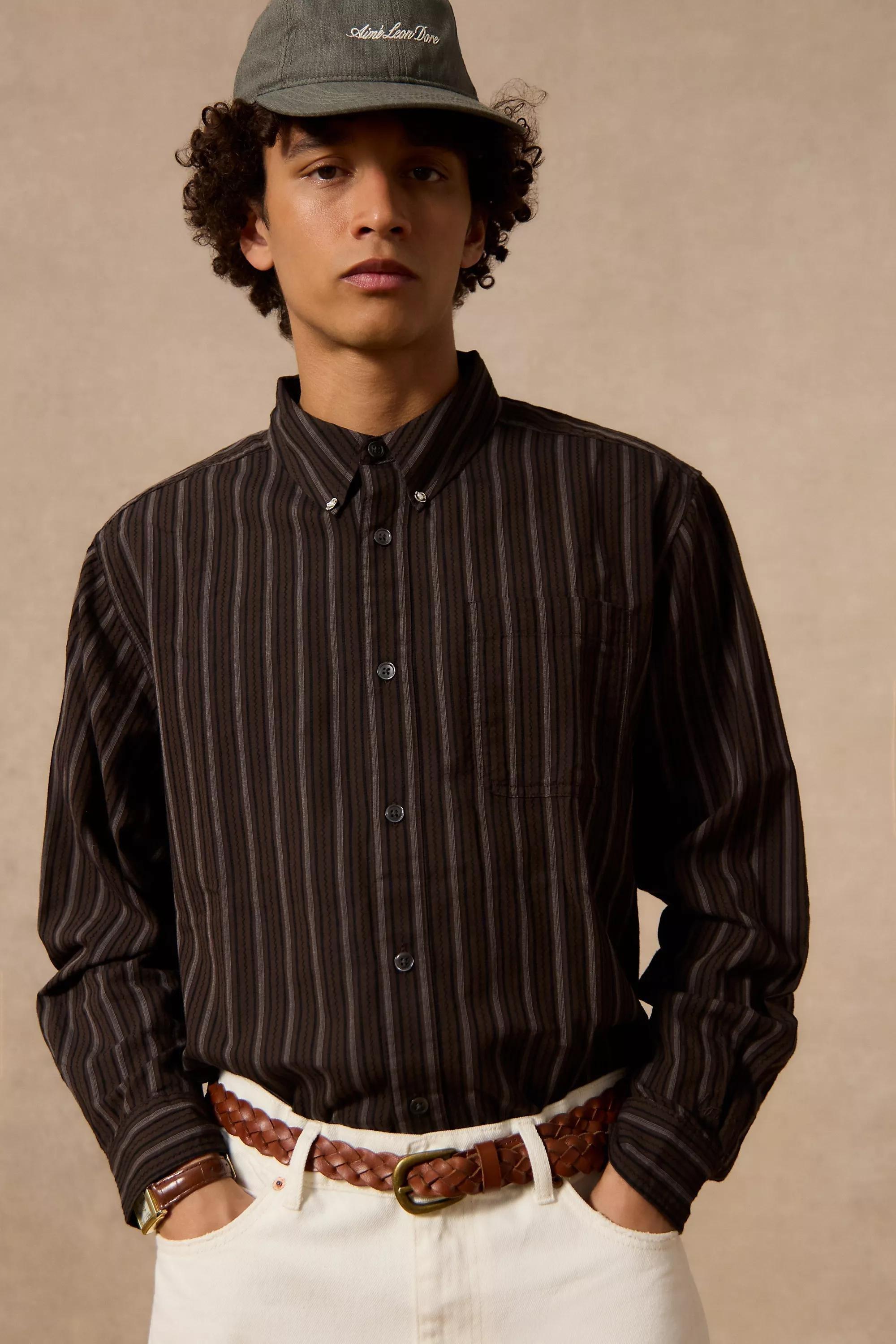 Brown Loom Brown Nolan Stripe Shirt, BRN, medium