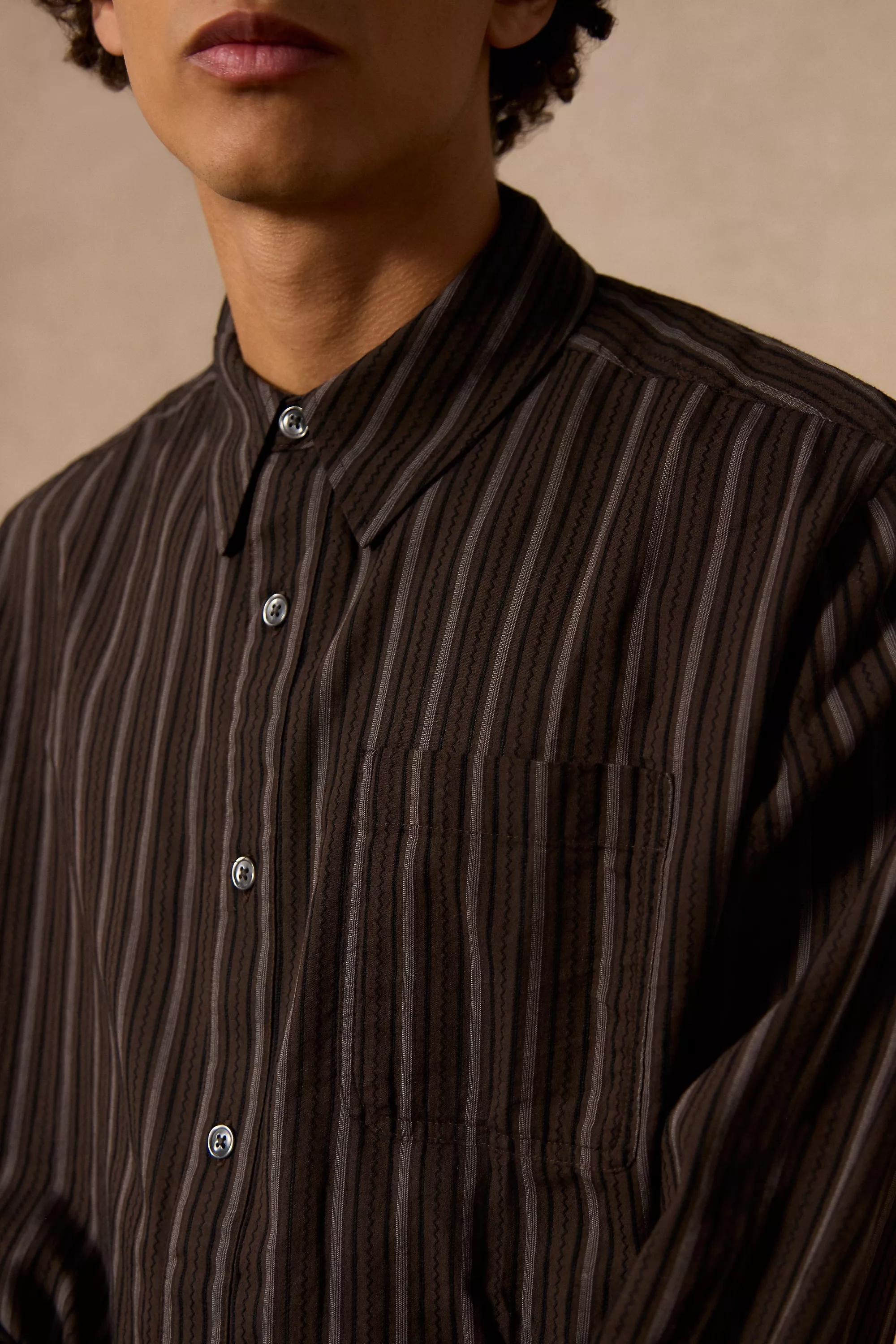 Brown Loom Brown Nolan Stripe Shirt, BRN, large image number 2