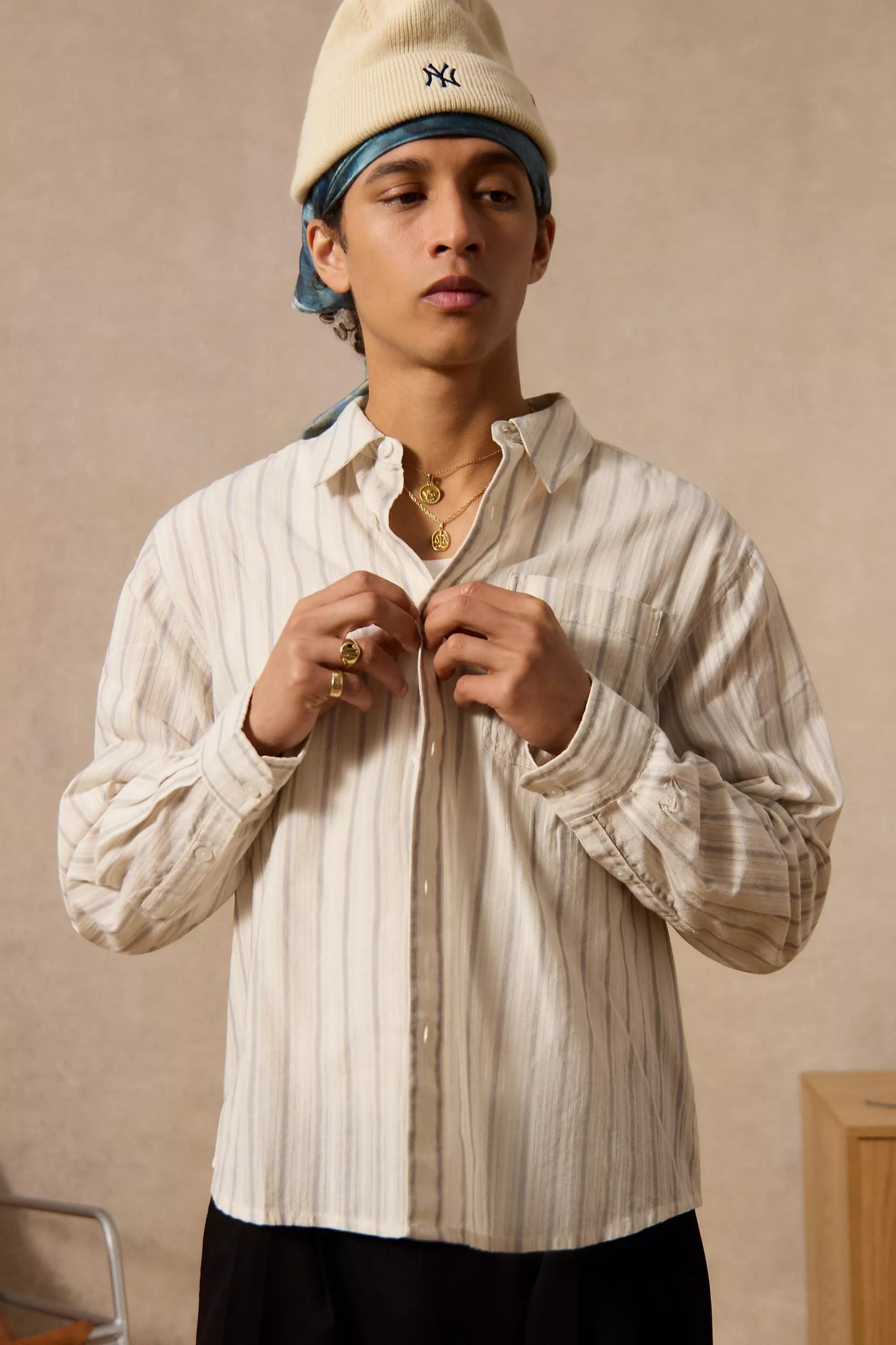 IVORY Loom Ecru Nolan Stripe Shirt, IVRY, large image number 0