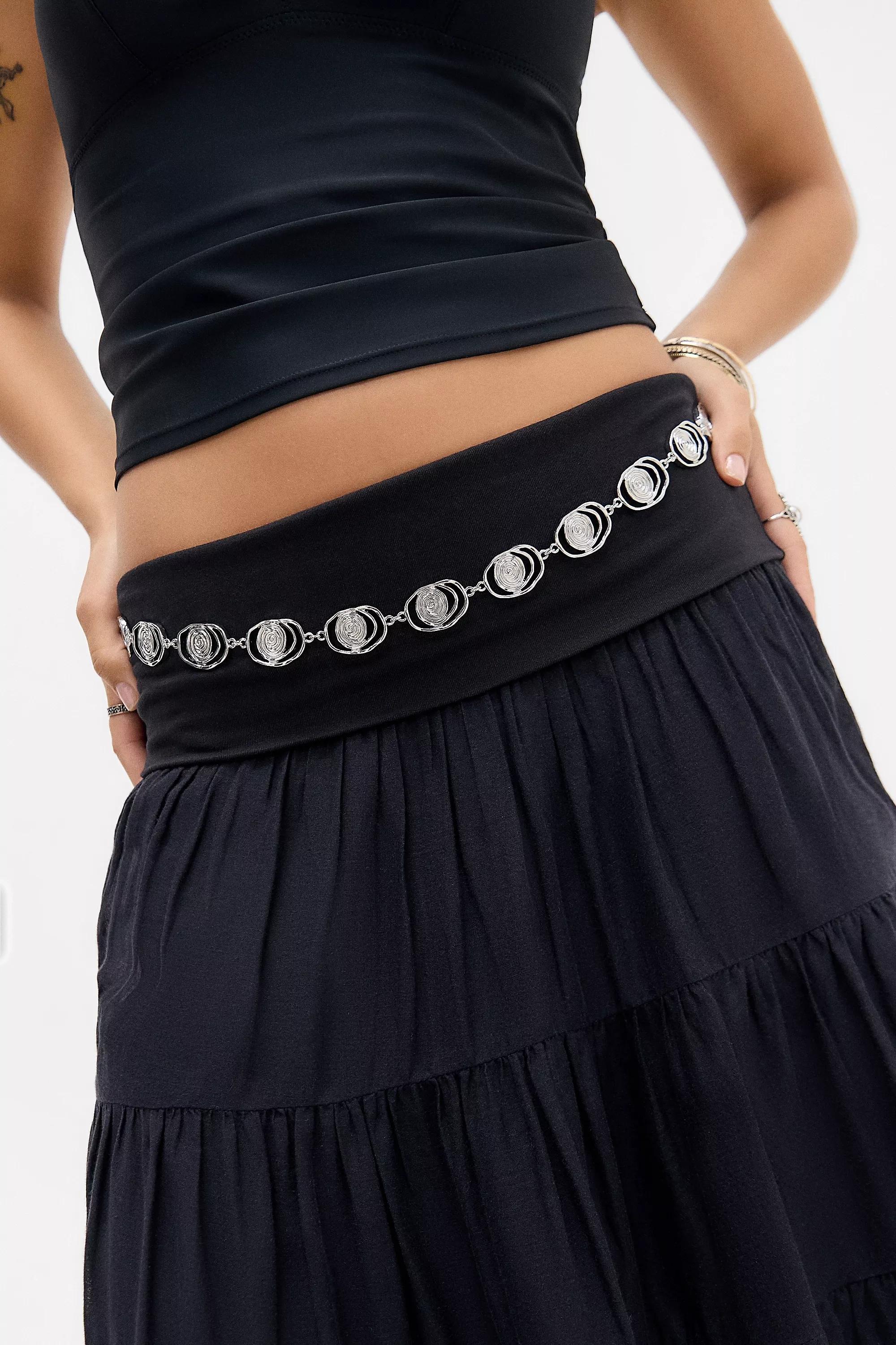 Silver Uo Jennie Spiral Chain Belt, SLVR, medium