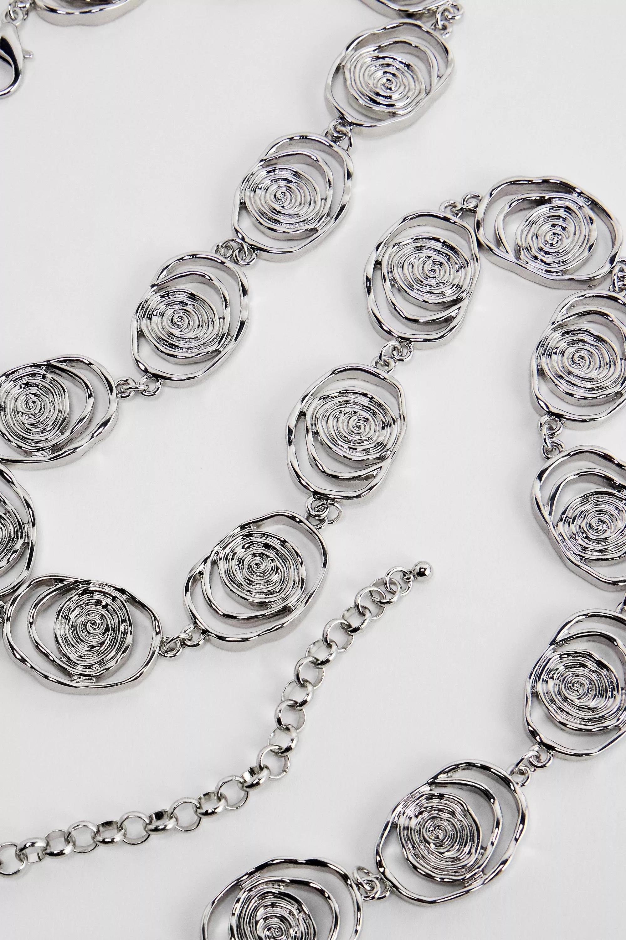 Silver Uo Jennie Spiral Chain Belt, SLVR, medium