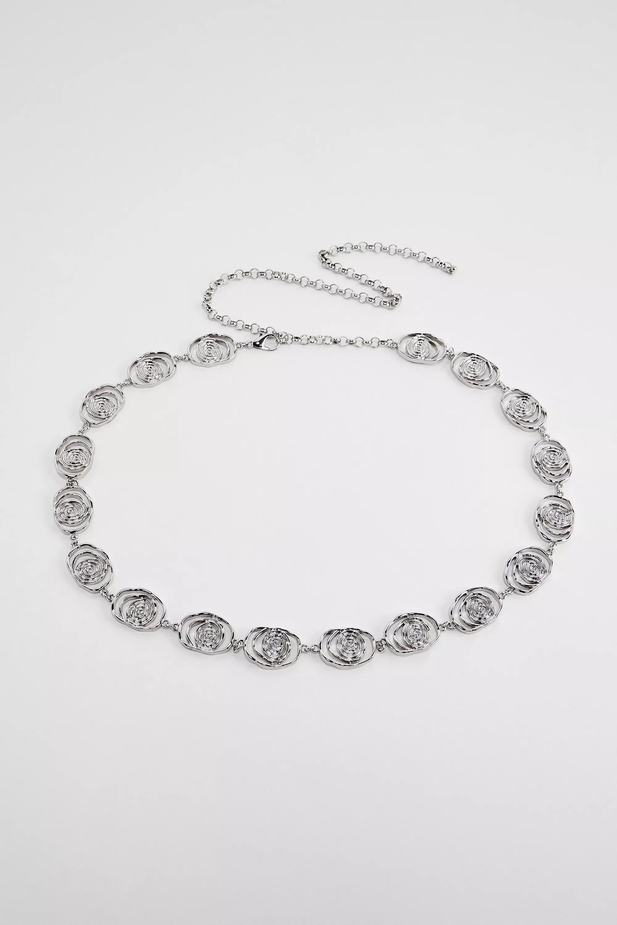 Silver Uo Jennie Spiral Chain Belt, SLVR, medium