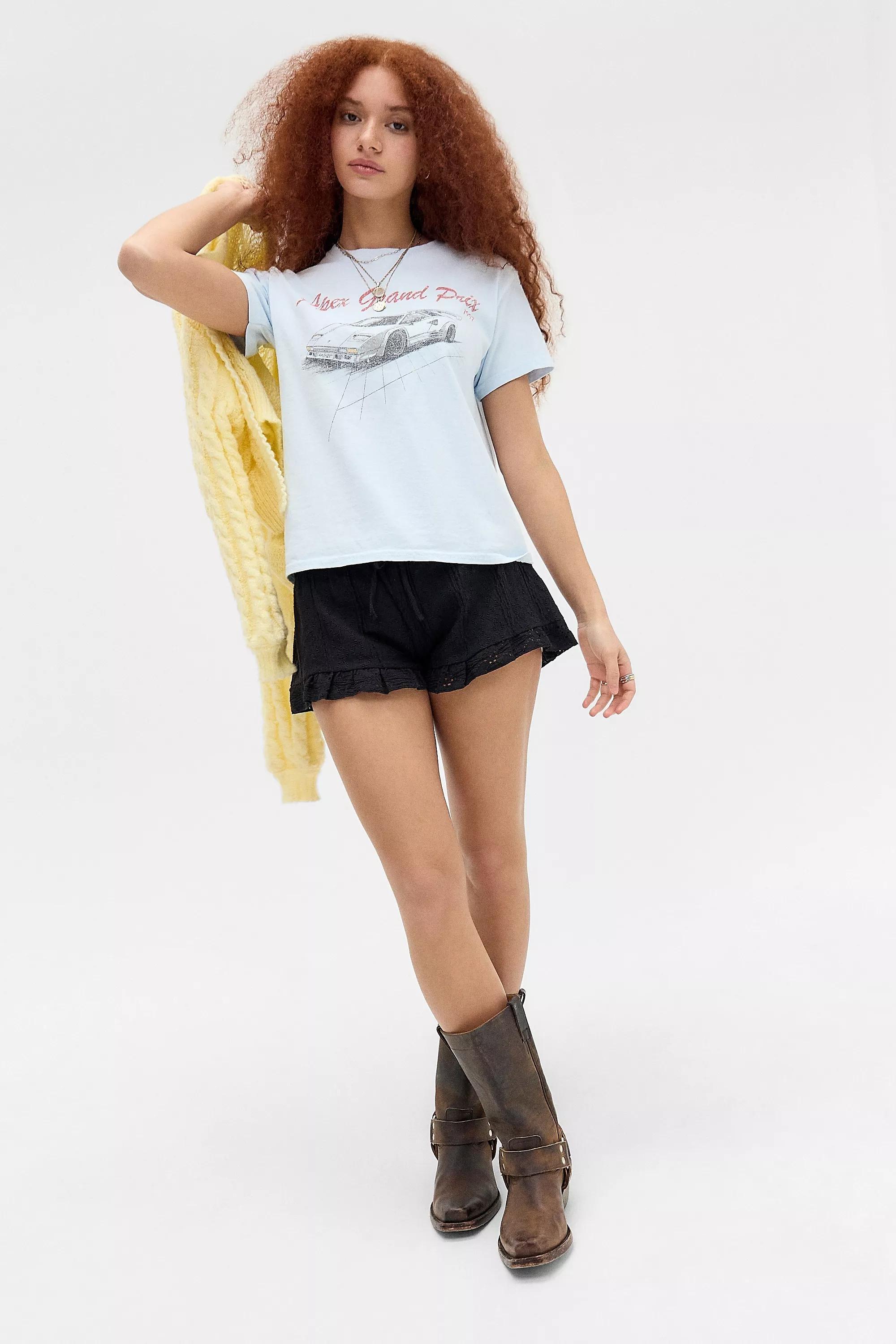 Kimchi Blue Jules Broderie Mini Shorts, BLK, large image number 2