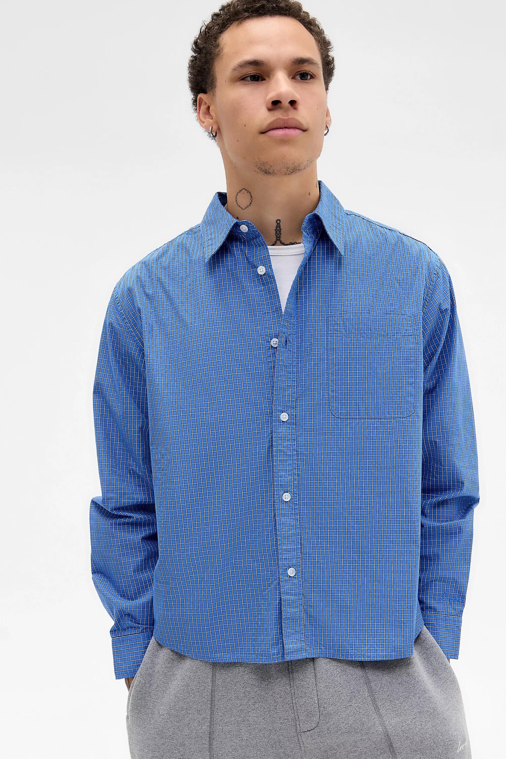 Loom Blue Nolan Check Long Sleeve Poplin Shirt, WEDGEWOOD BLUE, medium