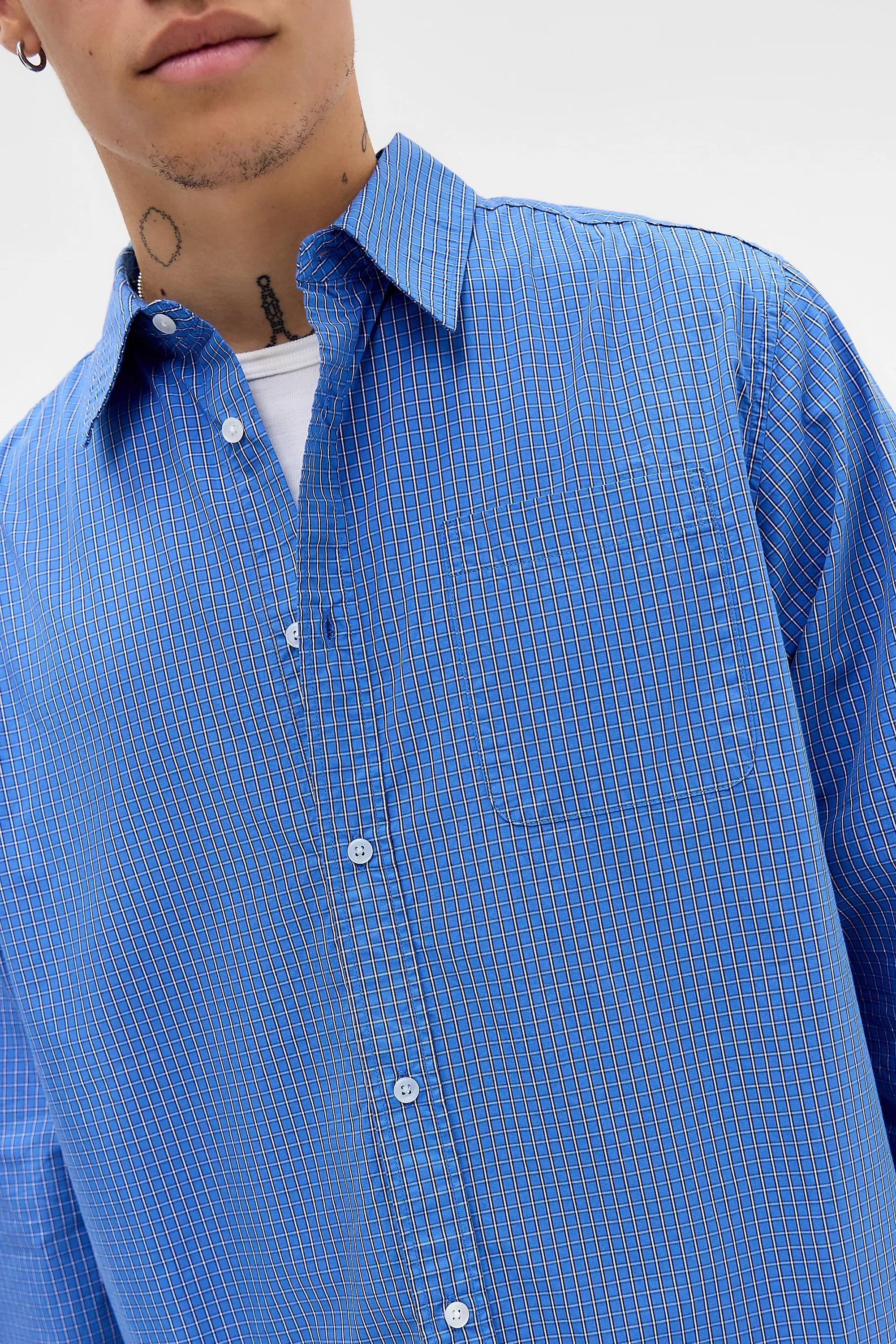 Loom Blue Nolan Check Long Sleeve Poplin Shirt, WEDGEWOOD BLUE, large image number 2