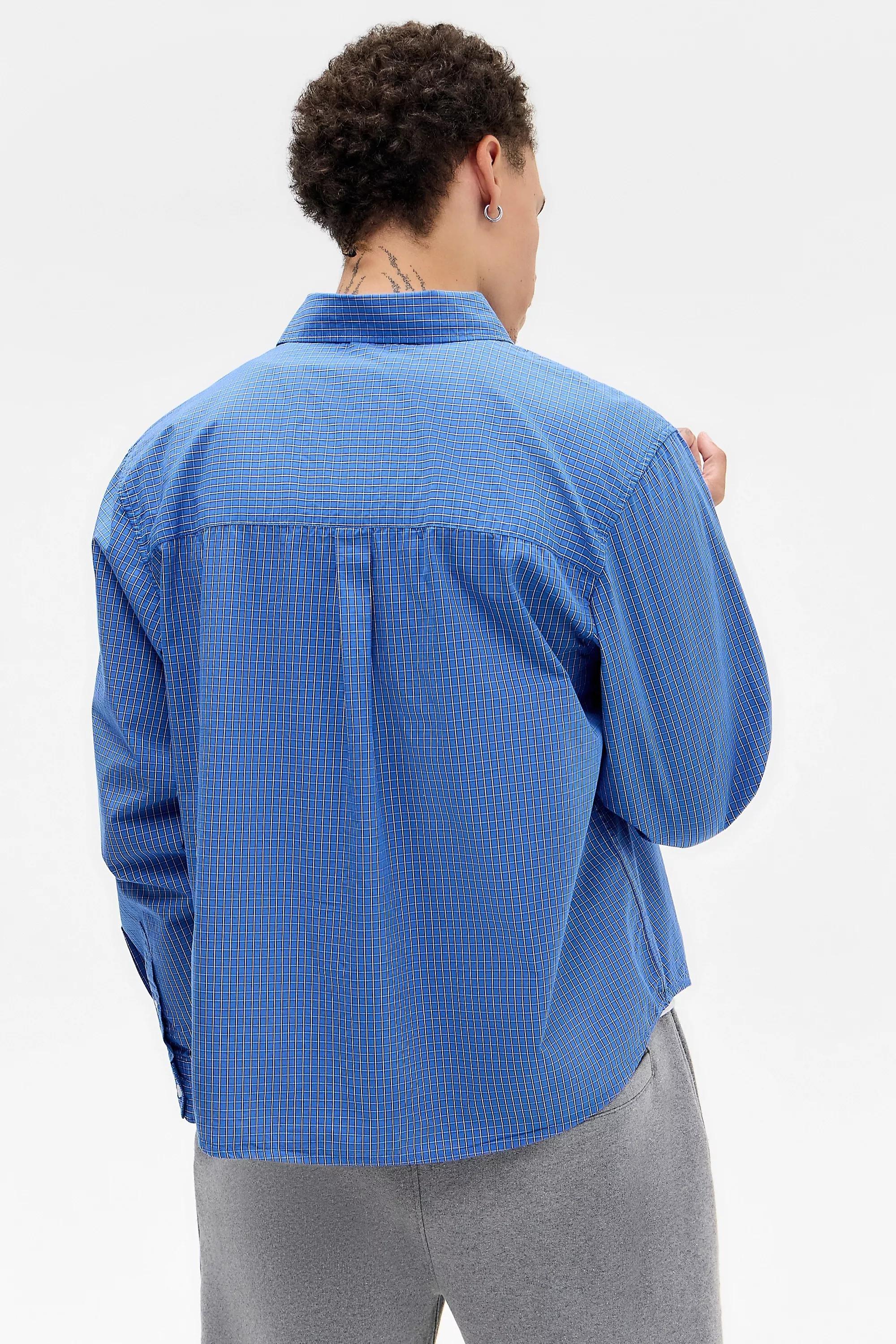 Loom Blue Nolan Check Long Sleeve Poplin Shirt, WEDGEWOOD BLUE, large image number 3