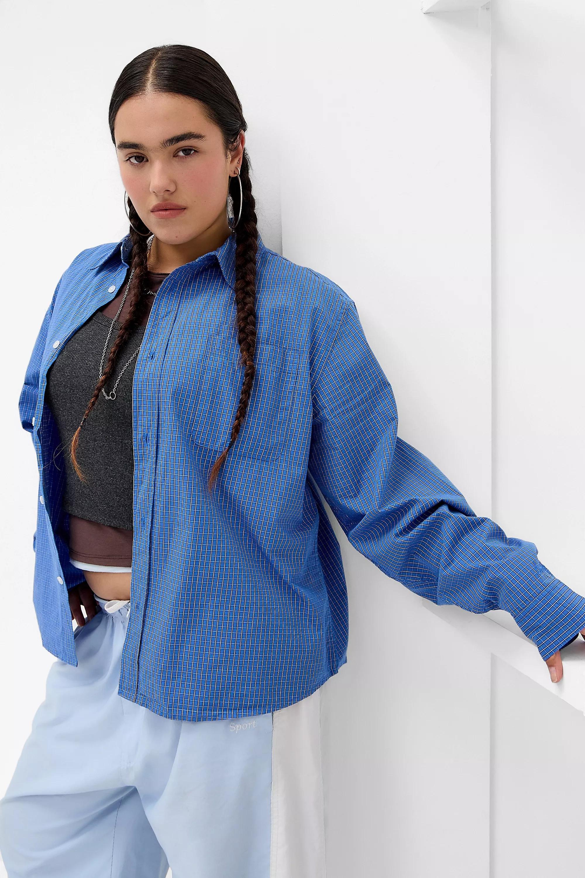 Loom Blue Nolan Check Long Sleeve Poplin Shirt, WEDGEWOOD BLUE, large image number 4