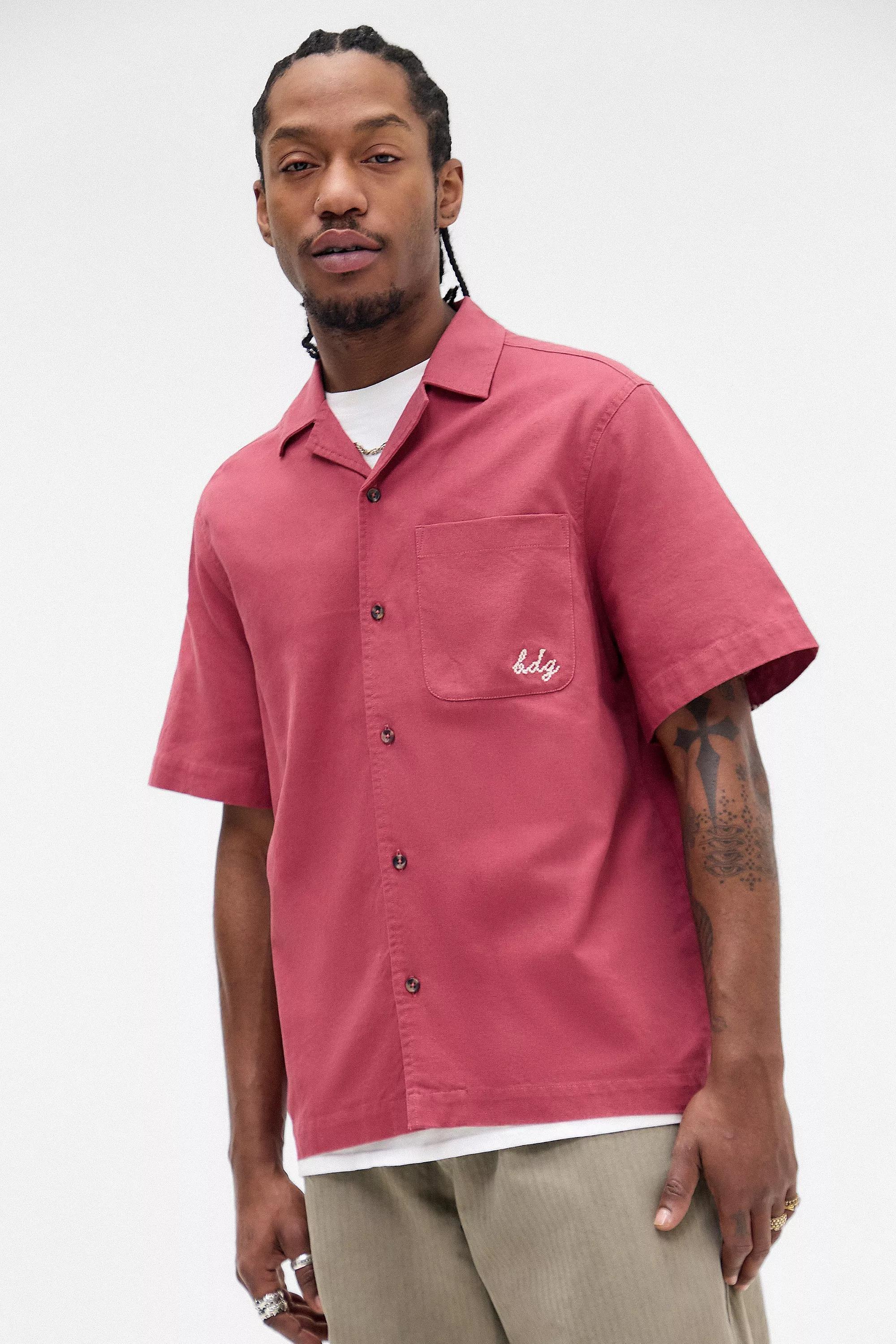 Red Bdg Western Embroidered Shirt, RED, medium