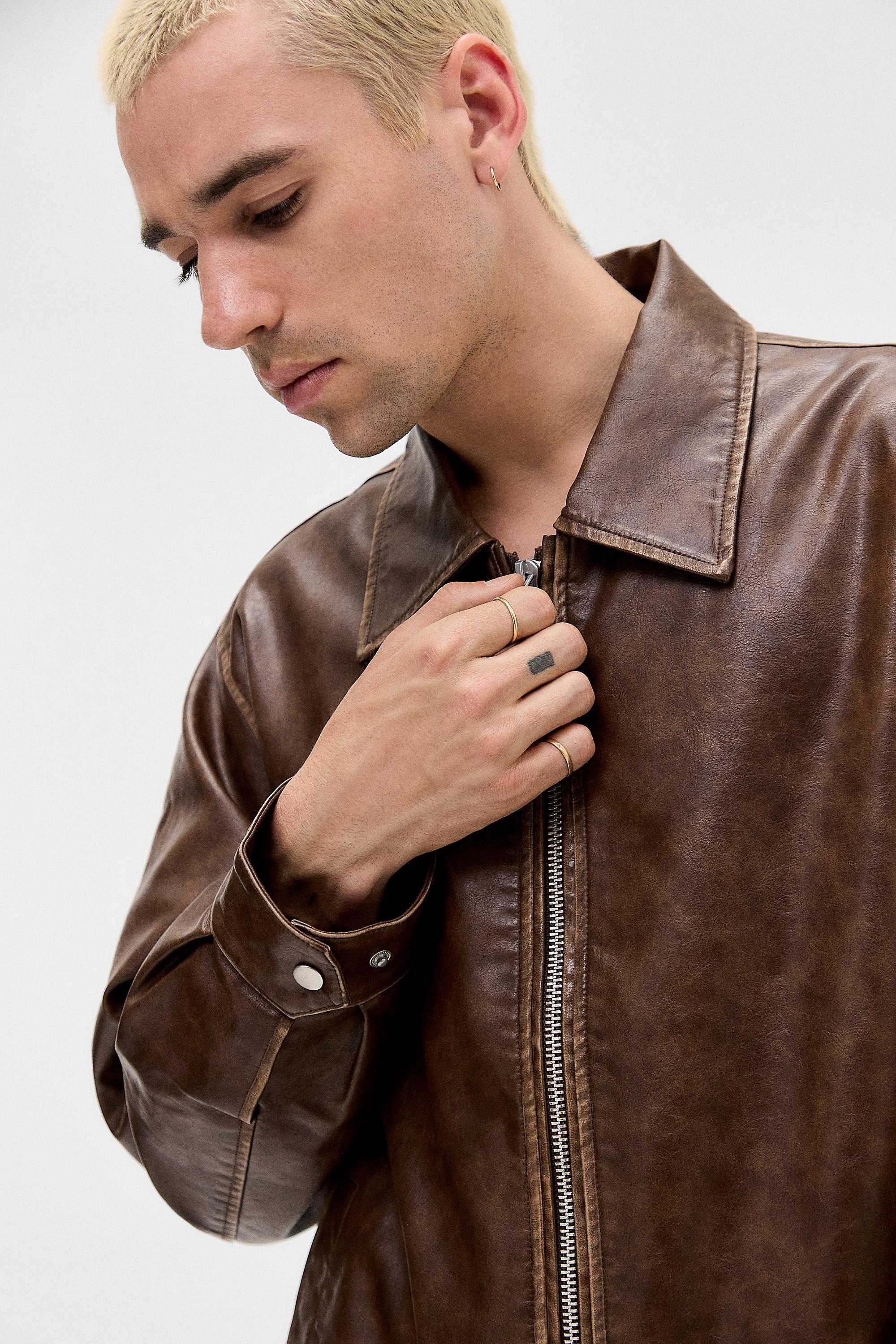 Brown Bdg Nicolai Faux Leather Jacket, BRN, large image number 0