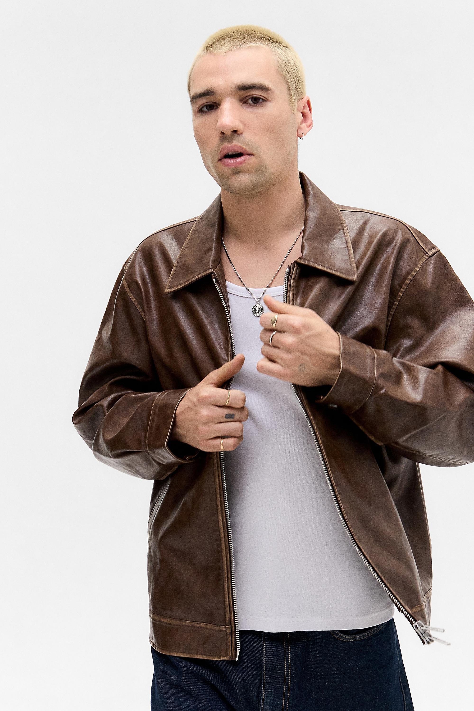 Brown Bdg Nicolai Faux Leather Jacket, BRN, large image number 1