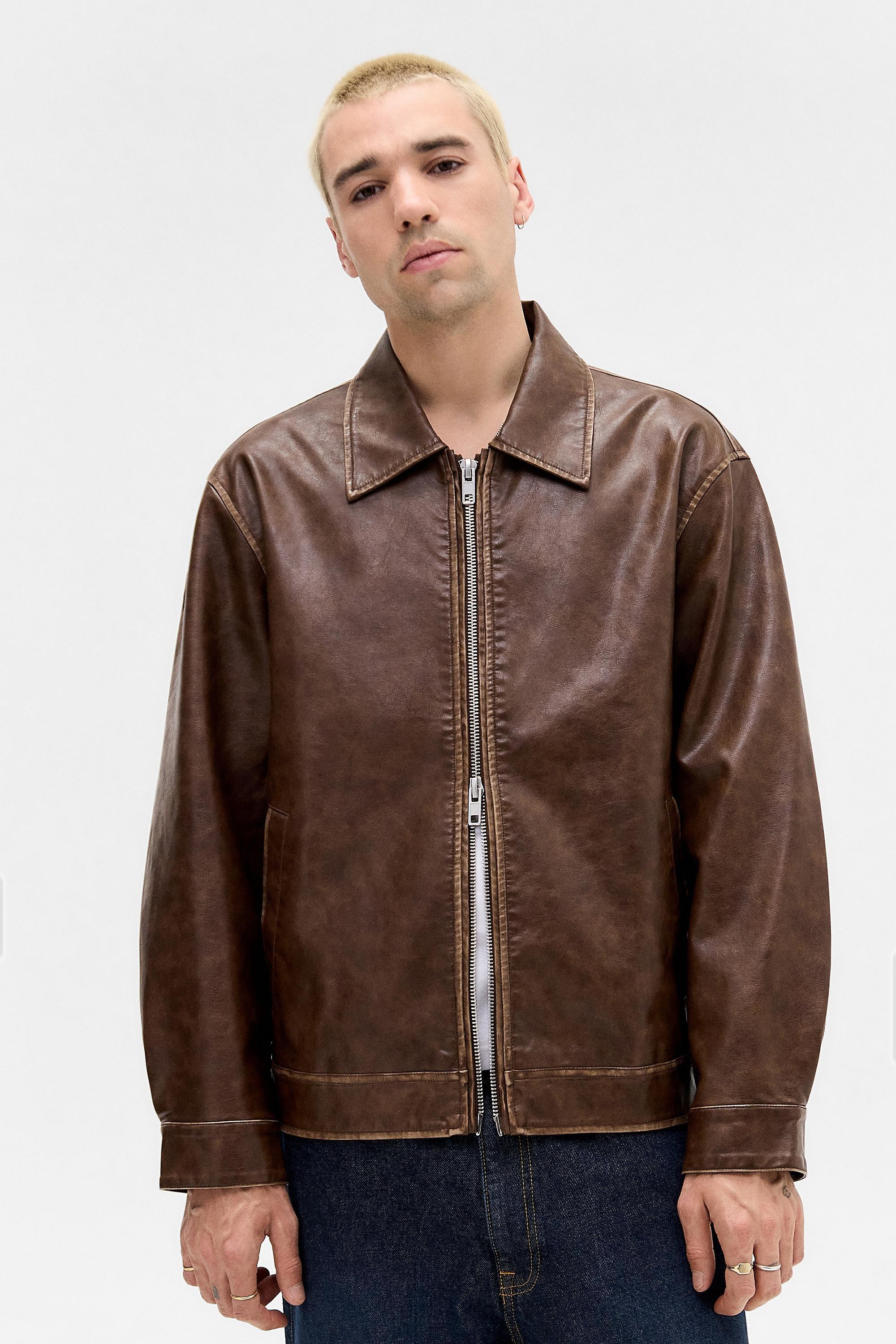 Brown Bdg Nicolai Faux Leather Jacket, BRN, large image number 3
