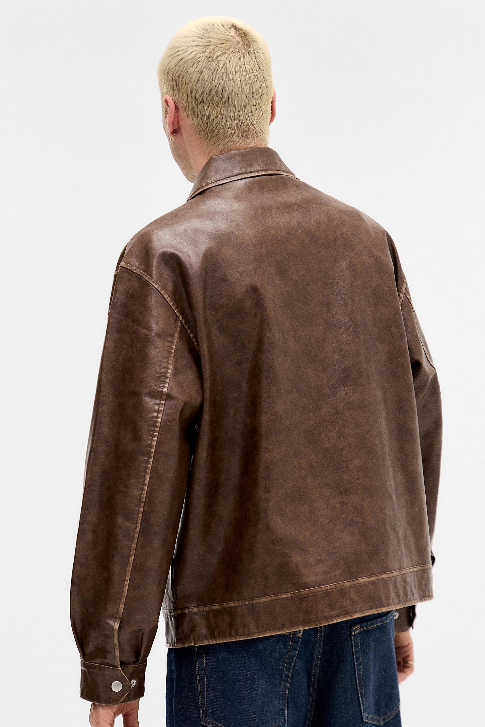 Brown Bdg Nicolai Faux Leather Jacket, BRN, large image number 4