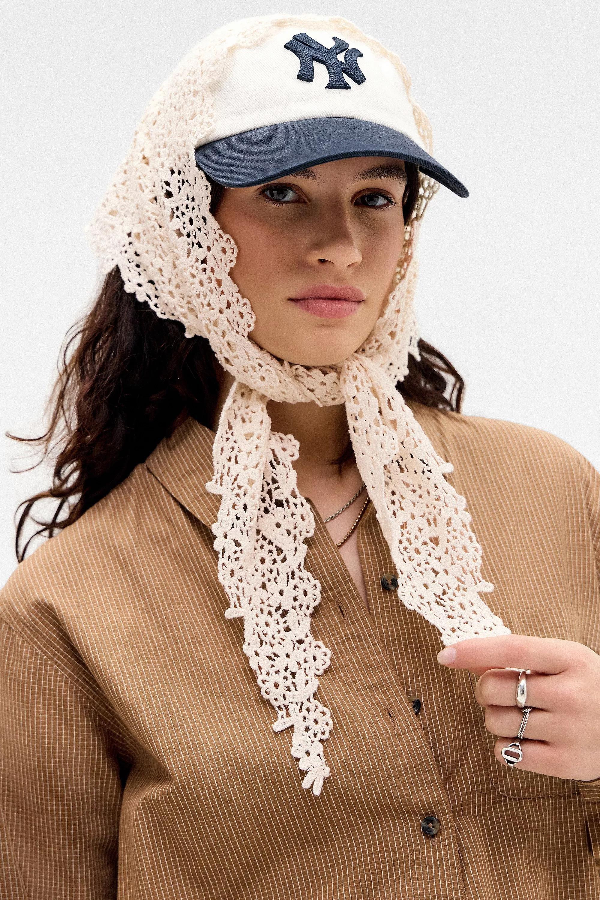 Cream Uo Lace Headscarf, IVRY, large image number 1