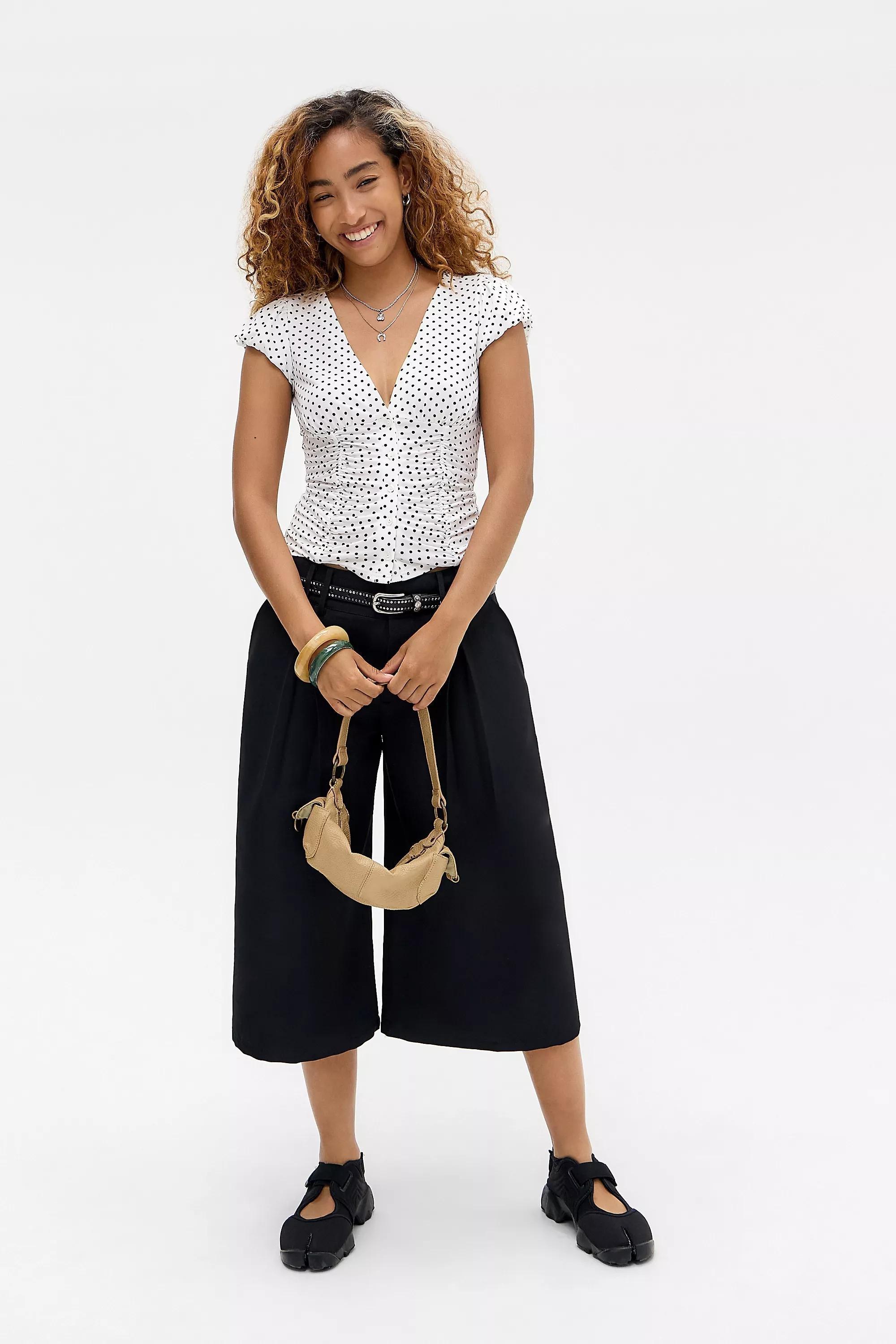 White Silence + Noise Penny Ruched Spot Shirt, WHT, large image number 2