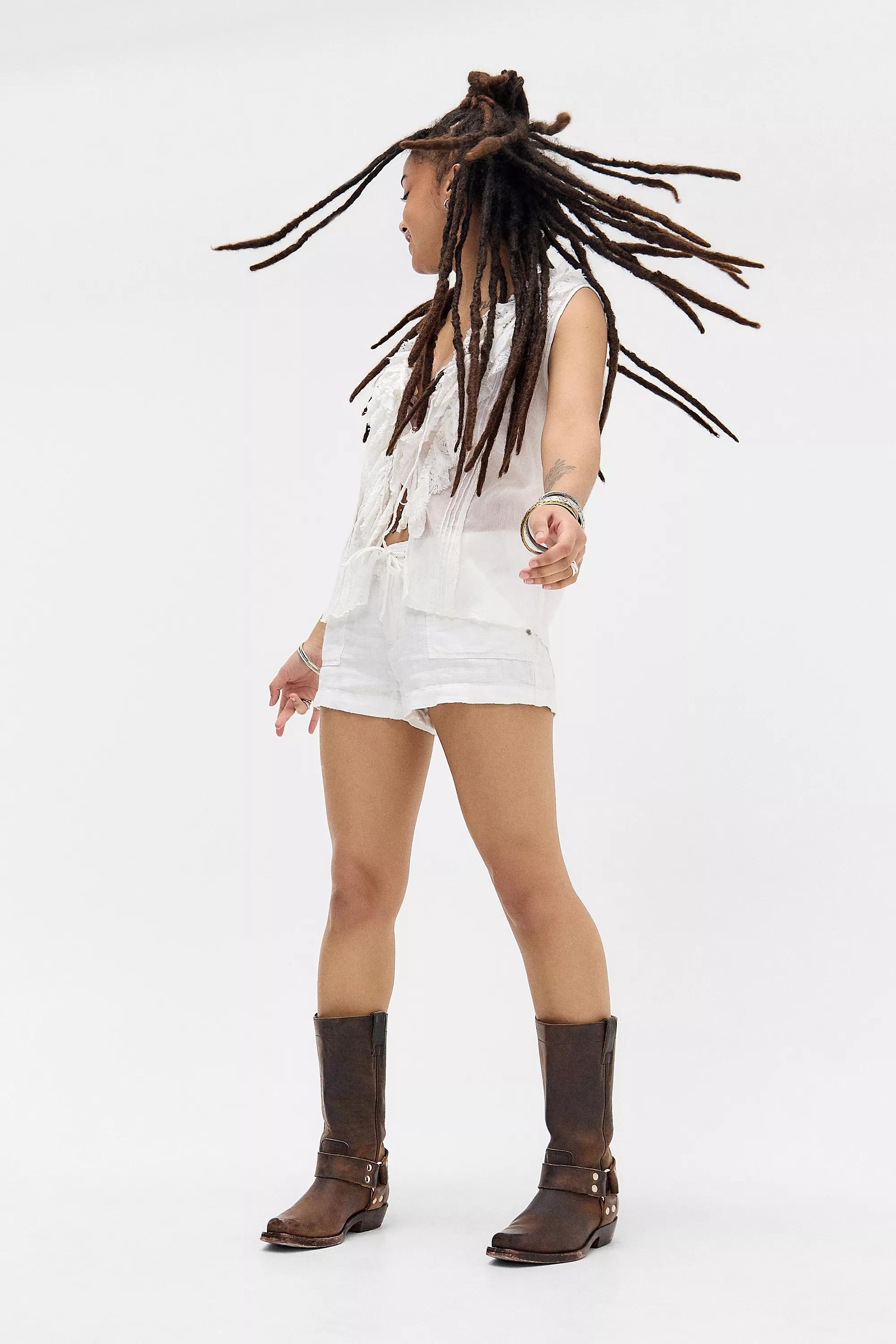 White Bdg Linen Shorts, , large image number 1