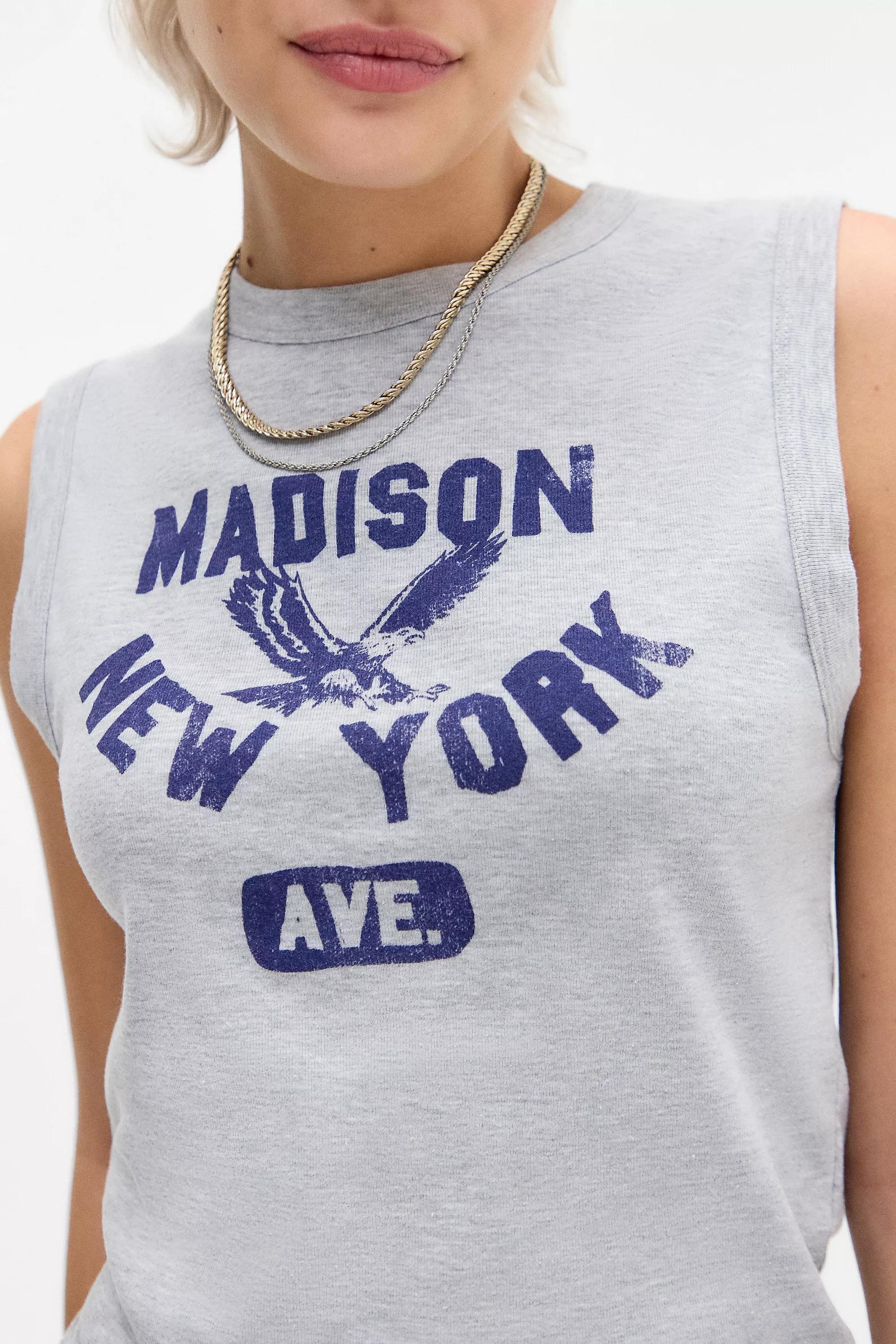 Blue Uo Printed Motif Tank Top, , large image number 2