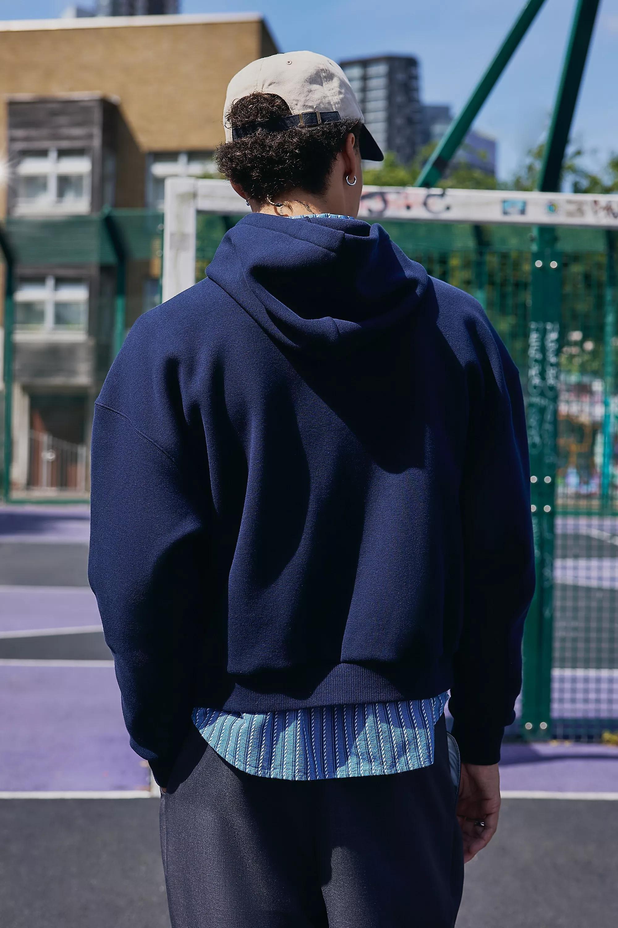 Navy Loom Borg-Lined Zip-Up Hoodie, NAVY, large image number 3