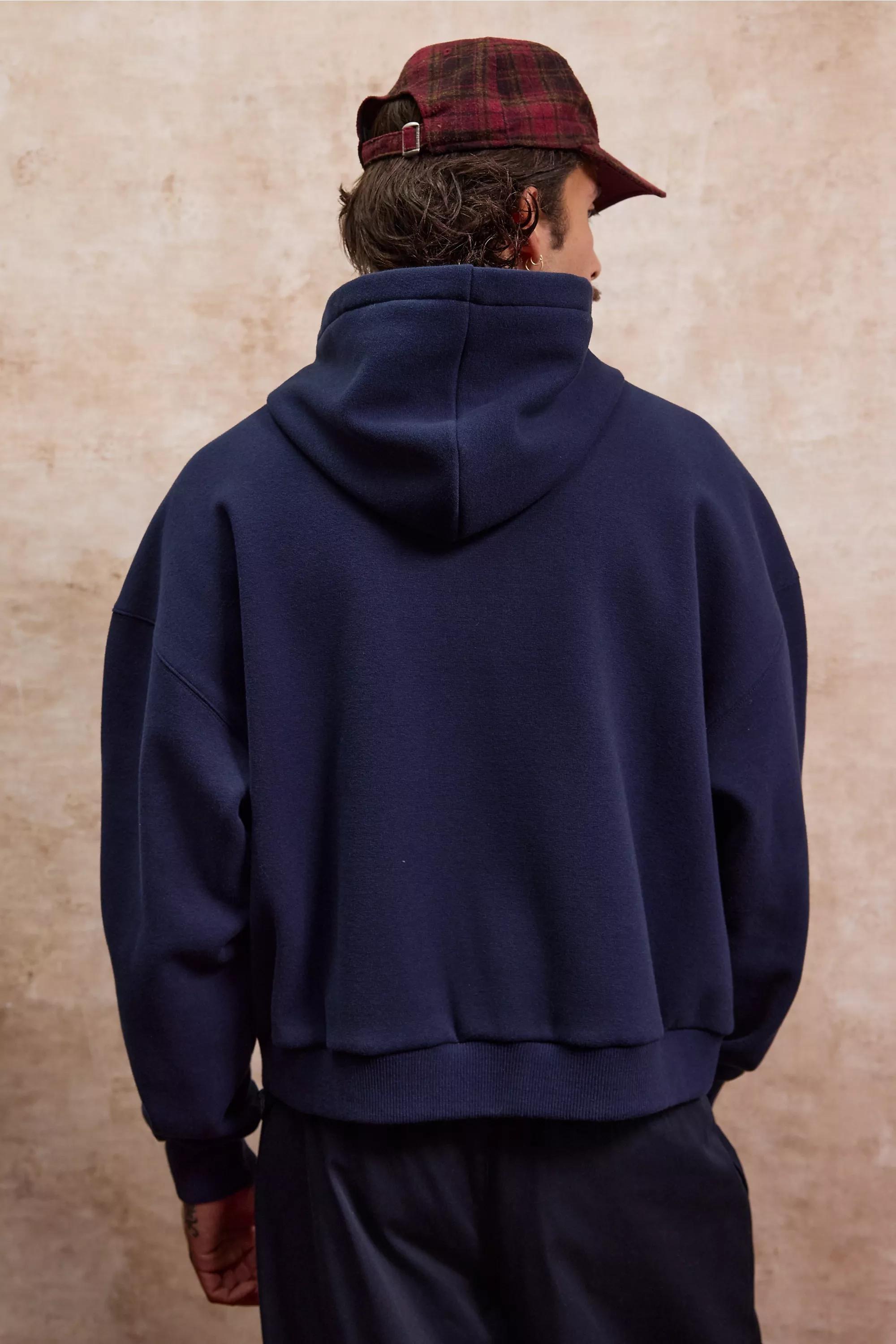 Navy Loom Borg-Lined Zip-Up Hoodie, NAVY, large image number 4