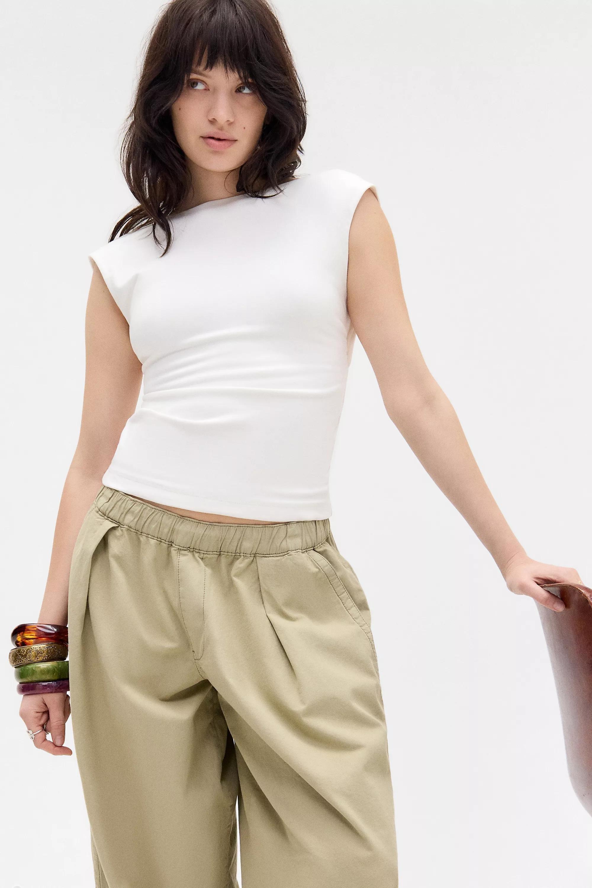 White Uo Lia Short Sleeve Backless Cotton Top, WHT, large image number 0