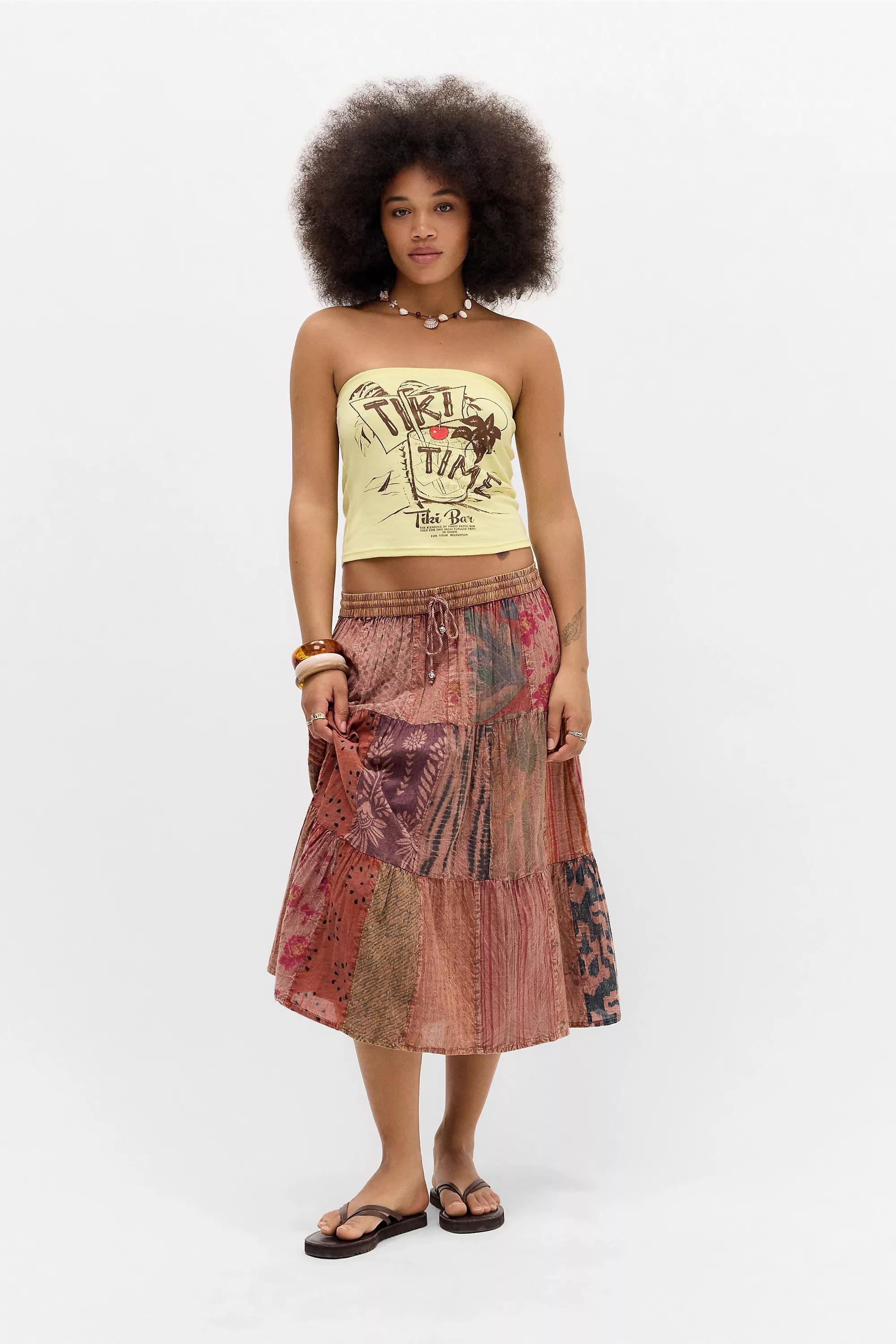 Yellow UO Graphic Print Crop Top, YEL, large image number 1