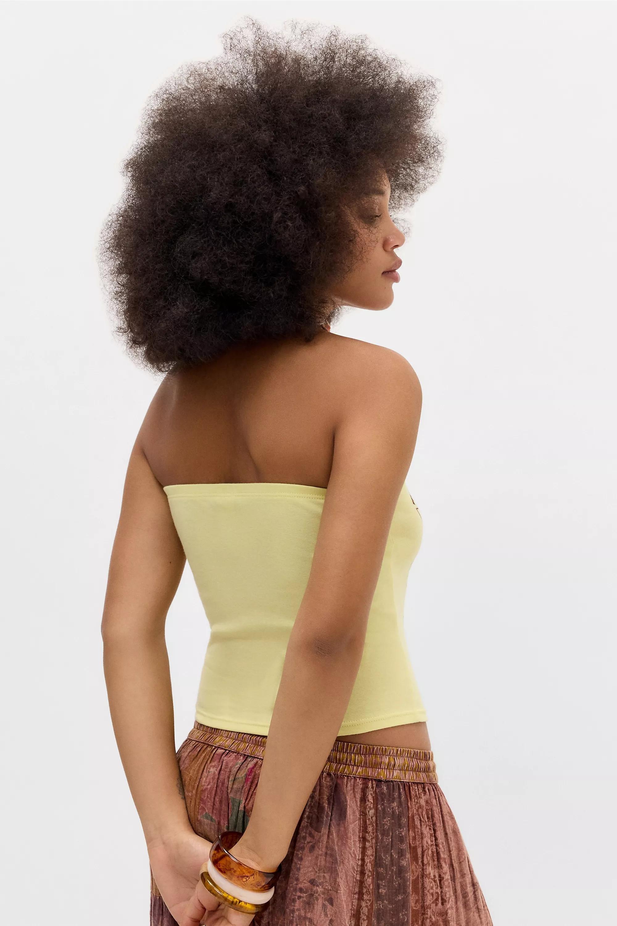 Yellow UO Graphic Print Crop Top, YEL, large image number 3