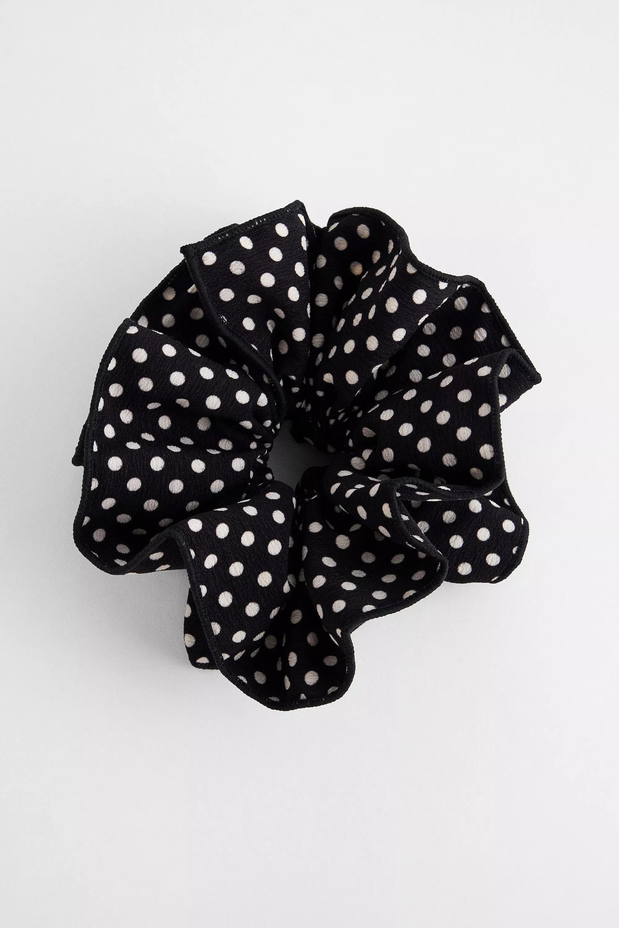 Black Spotted Scrunchie, BLK, large image number 1