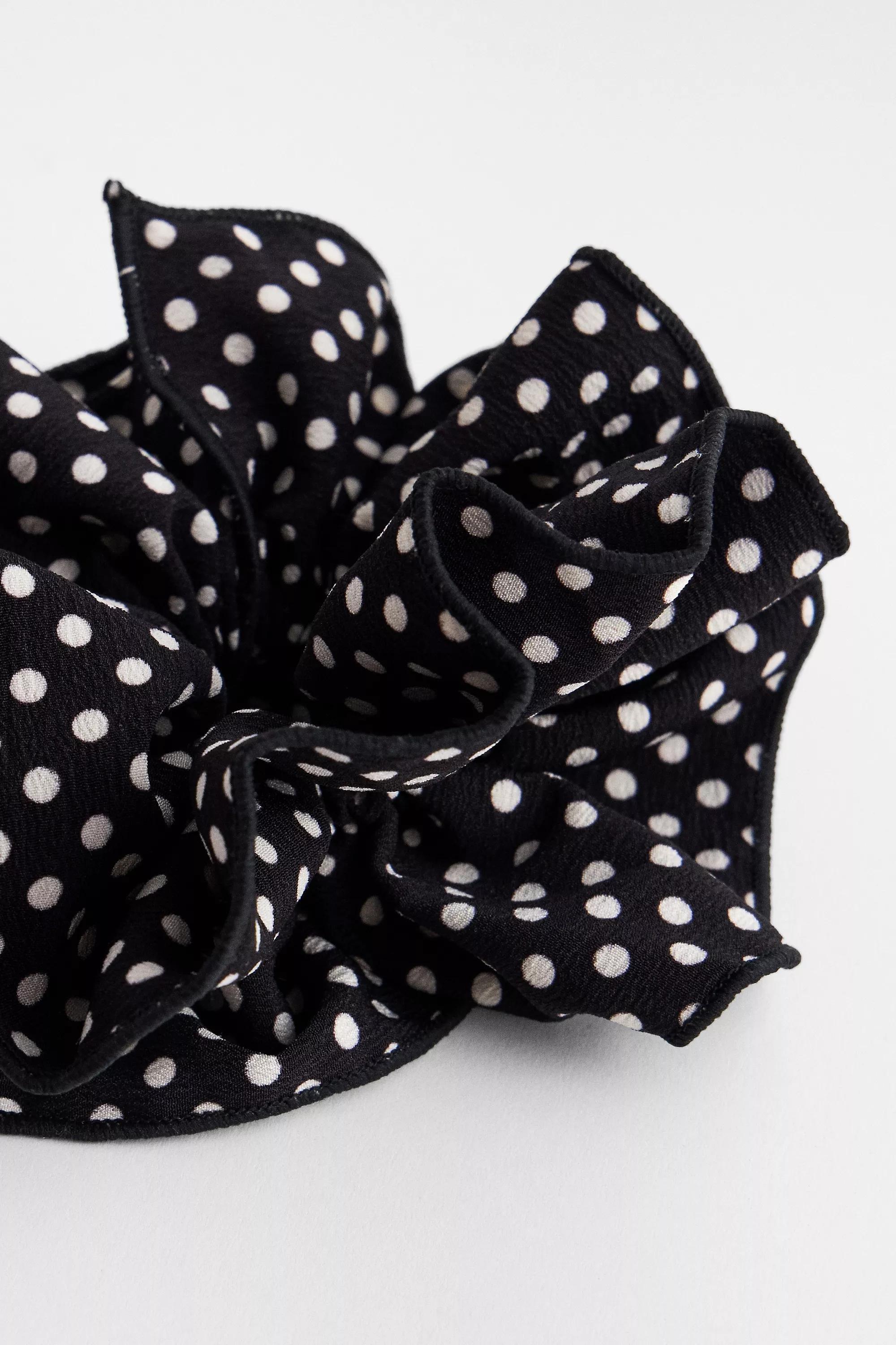Black Spotted Scrunchie, BLK, large image number 2