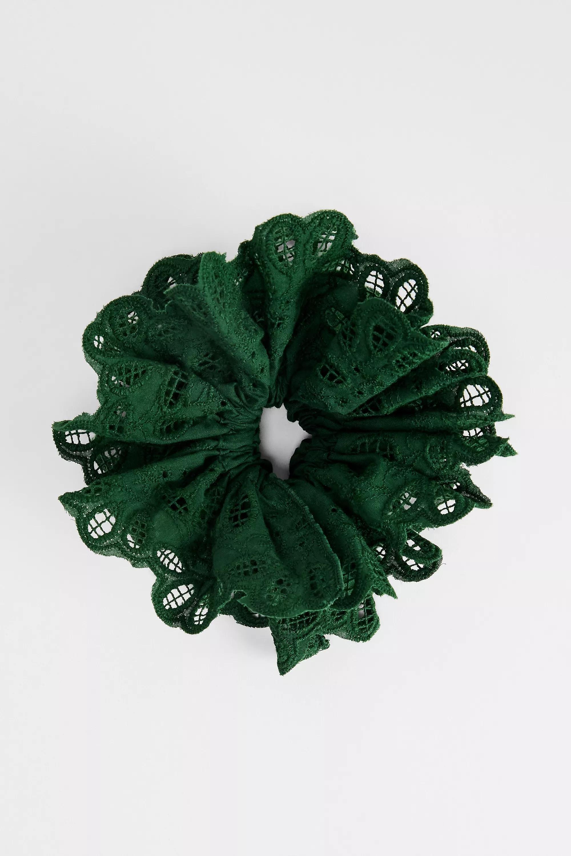 Green Uo Delicate Lace Scrunchie, GRN, large image number 0