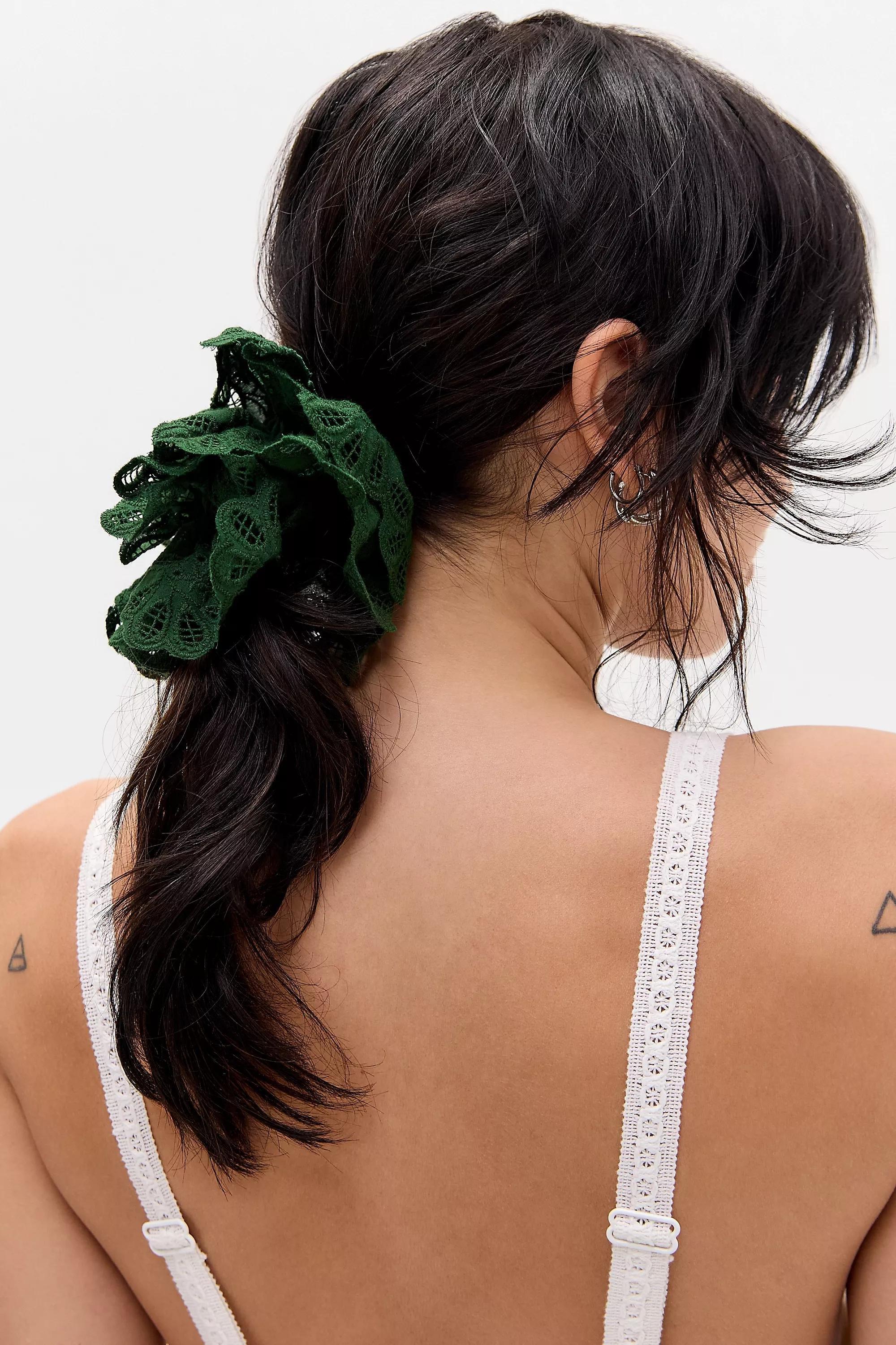 Green Uo Delicate Lace Scrunchie, GRN, large image number 1