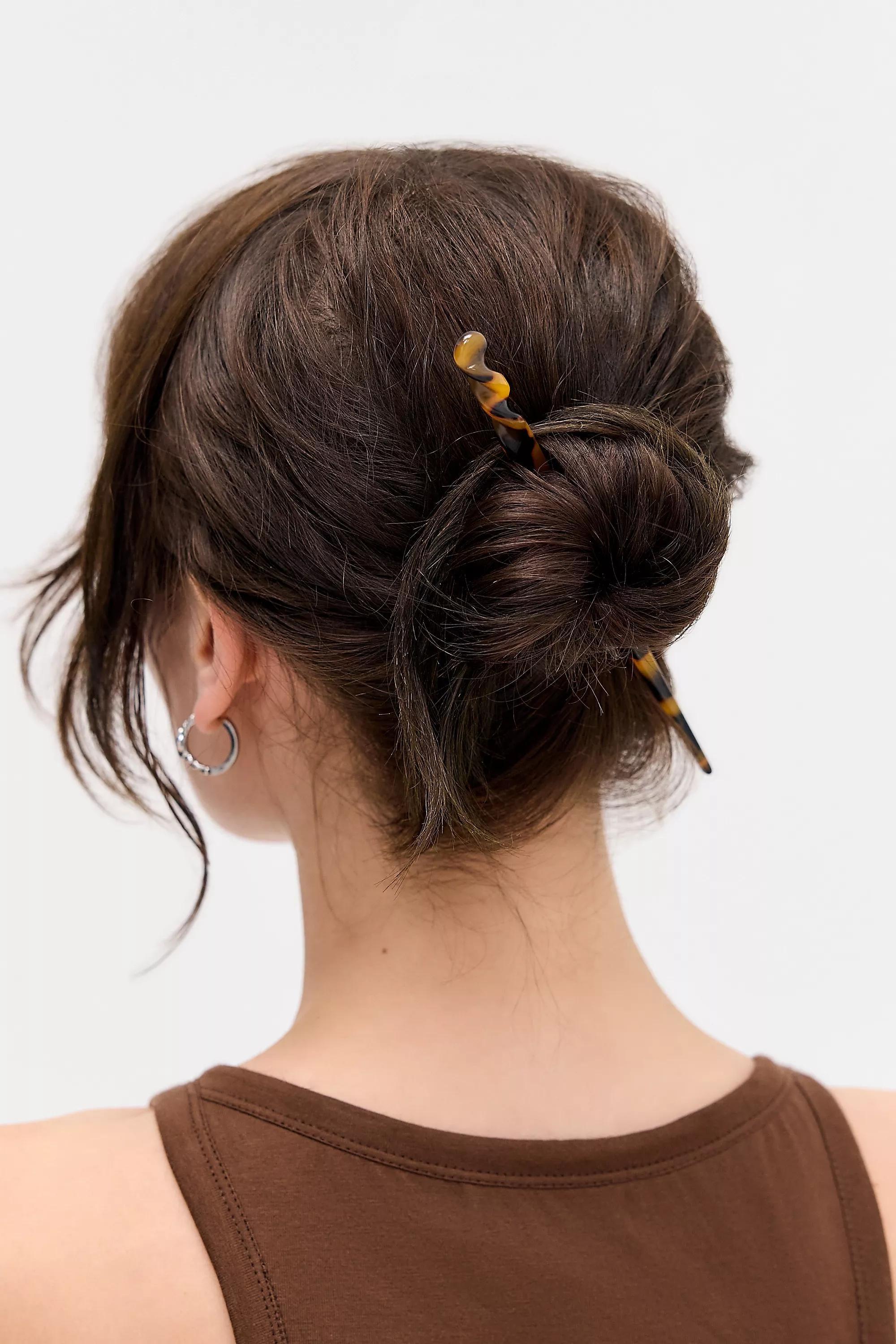 Brown Tort French Hair Pin, BRN, large image number 0