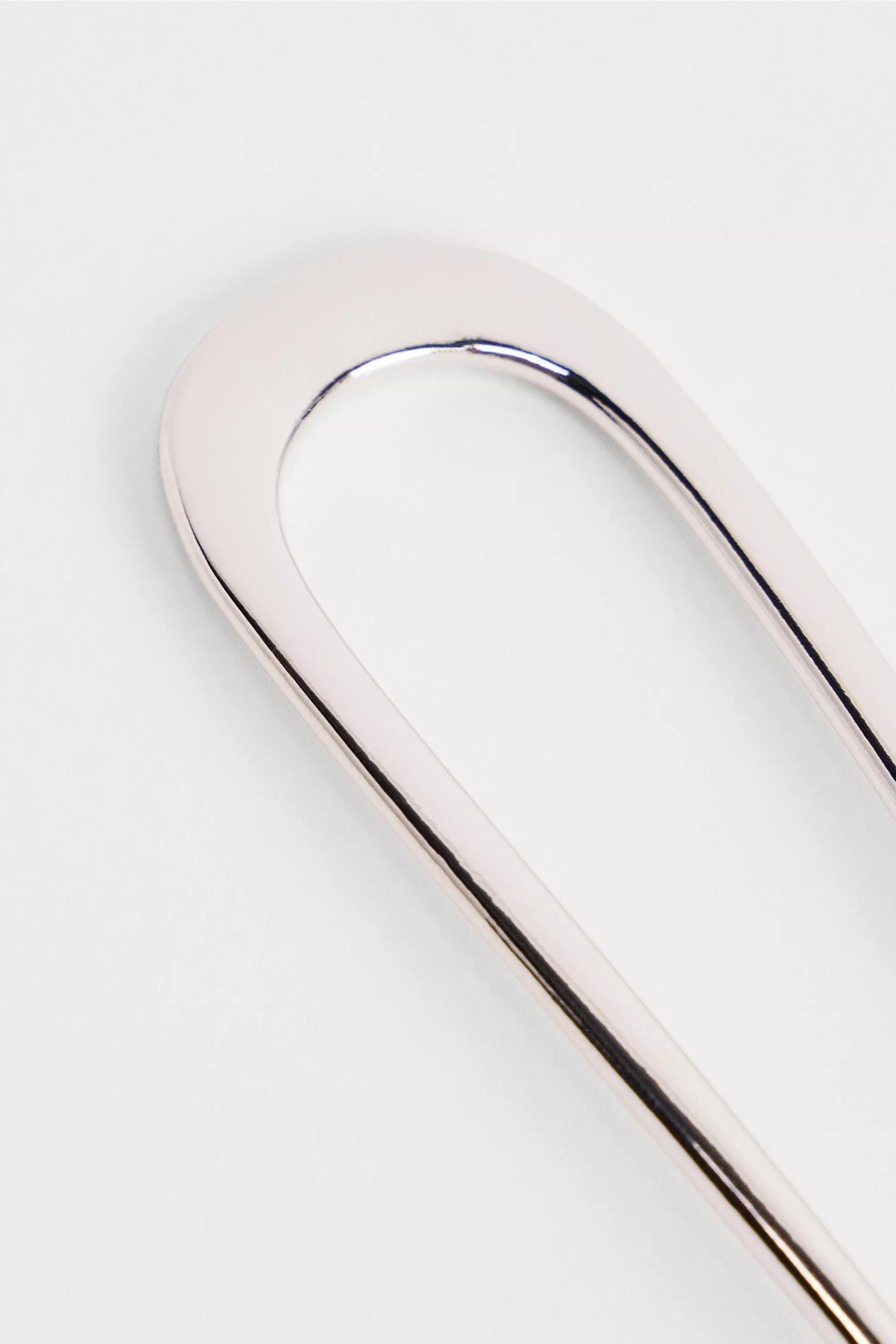 Silver Metal French Hair Pin, SLVR, large image number 2