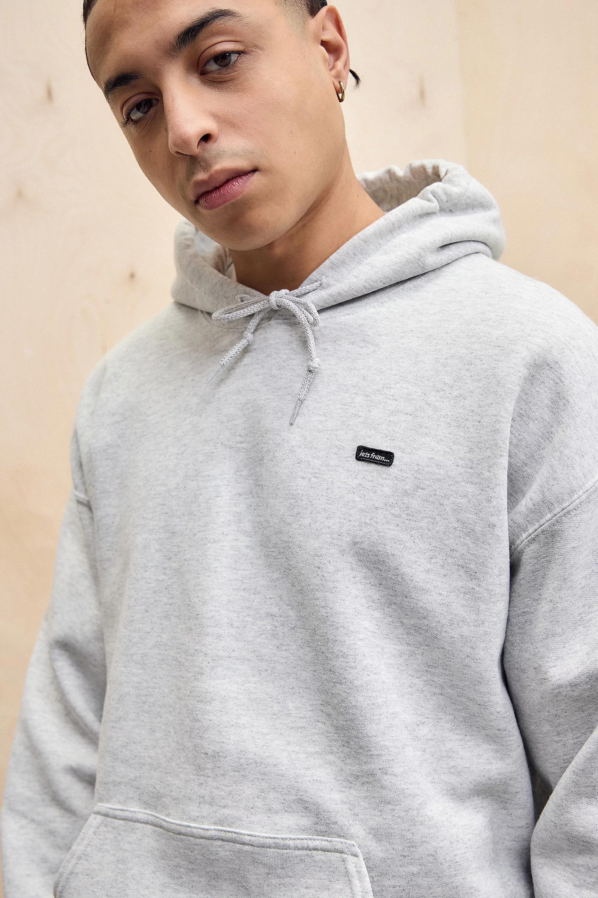 Grey Iets Frans... Marl Badge Hoodie, , large image number 0