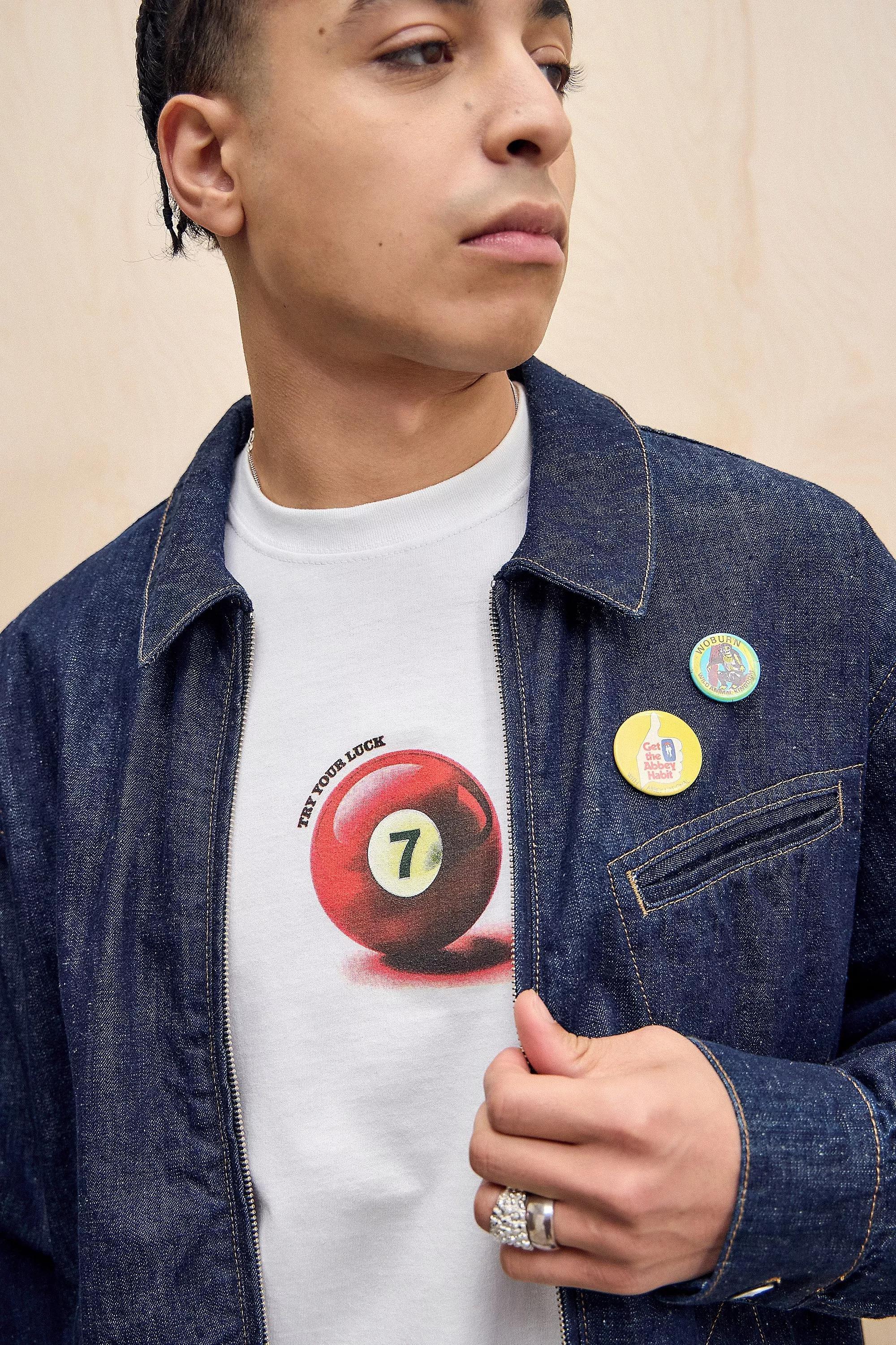 White Uo 7-Ball Motif T-Shirt, , large image number 1