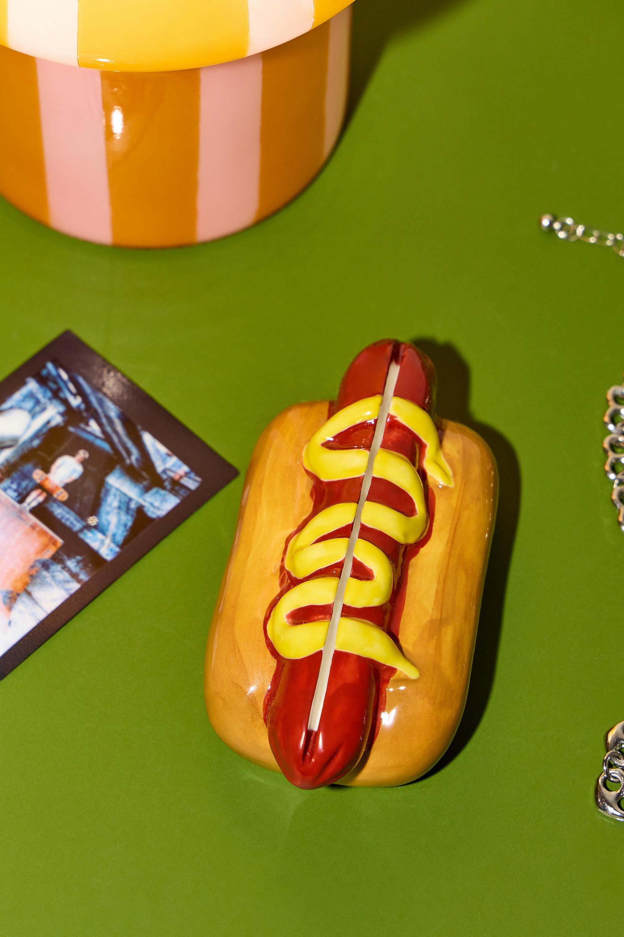 BROWN Hot Dog Ceramic Photo Holder, BRN, medium