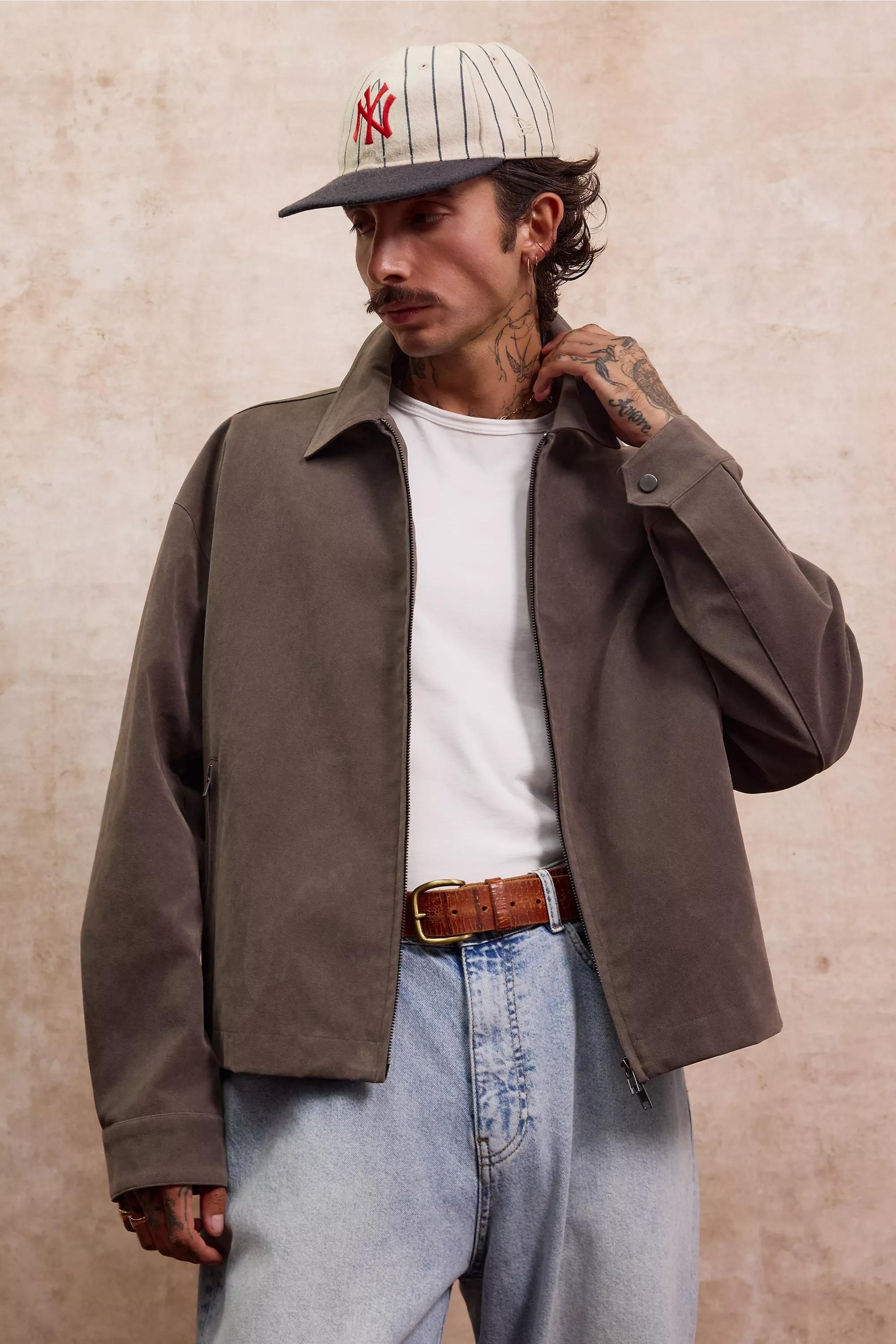 Brown Loom Julian Crop Faux Suede Jacket, TAUPE, large image number 0