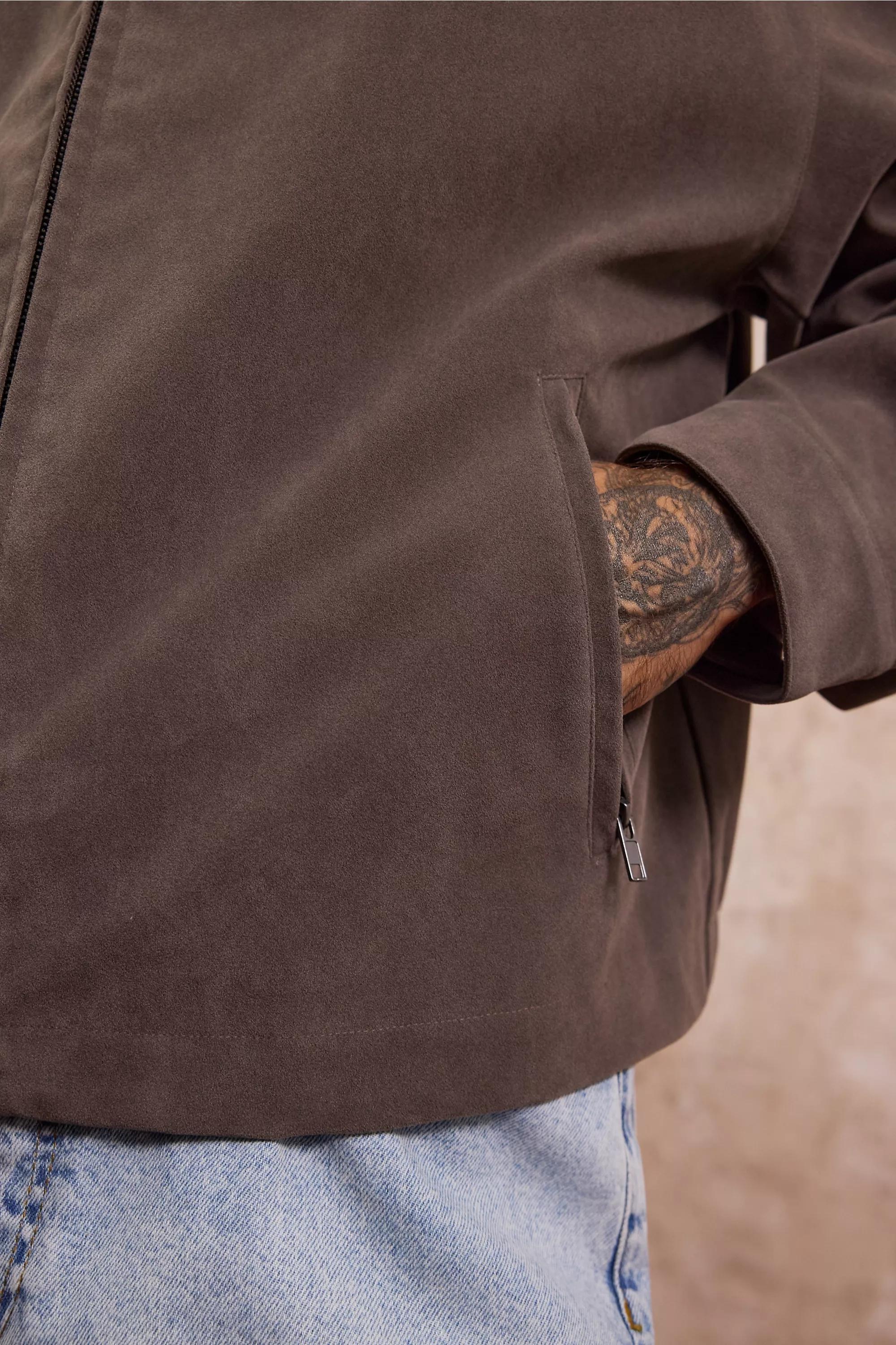 Brown Loom Julian Crop Faux Suede Jacket, TAUPE, large image number 3