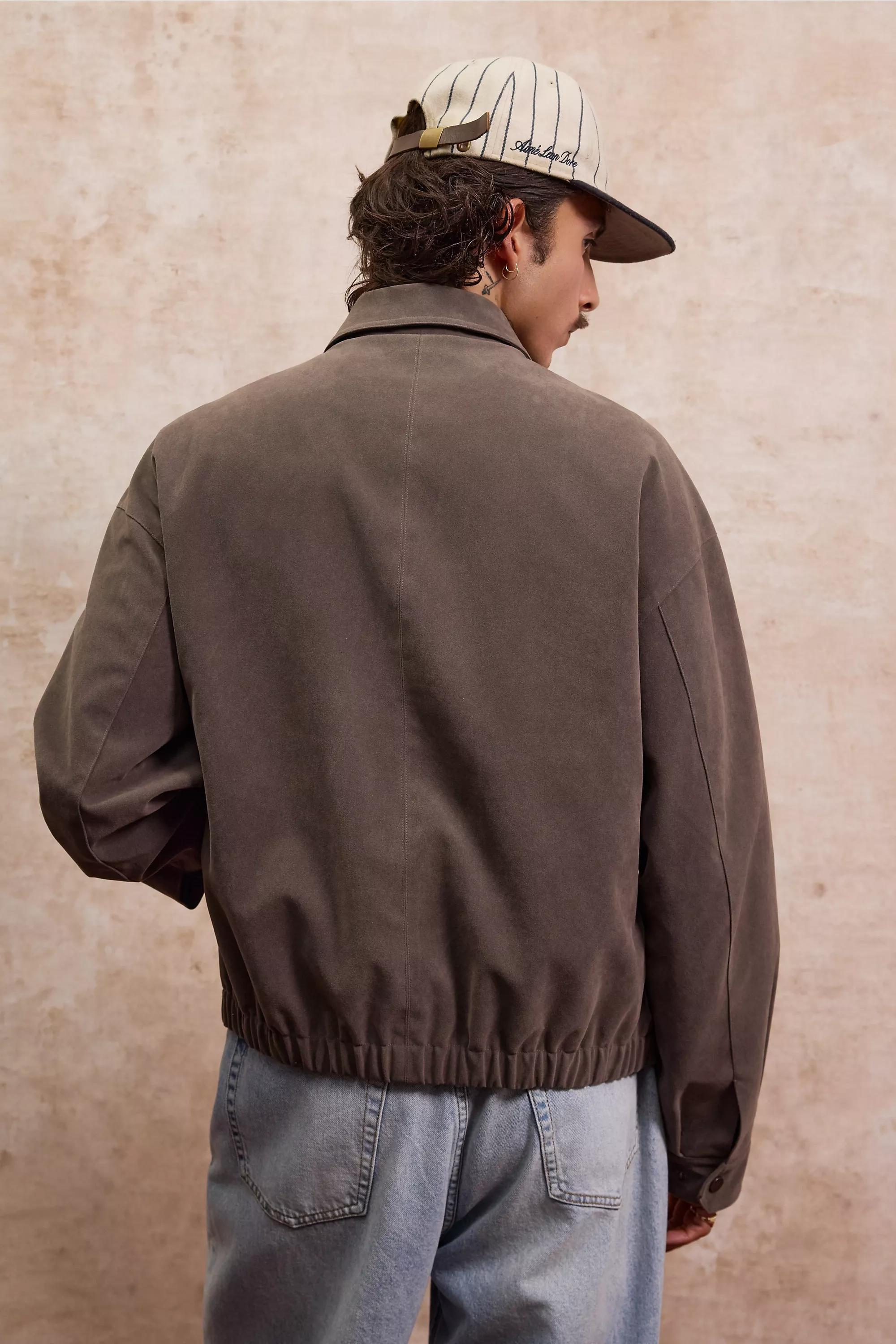 Brown Loom Julian Crop Faux Suede Jacket, TAUPE, large image number 4