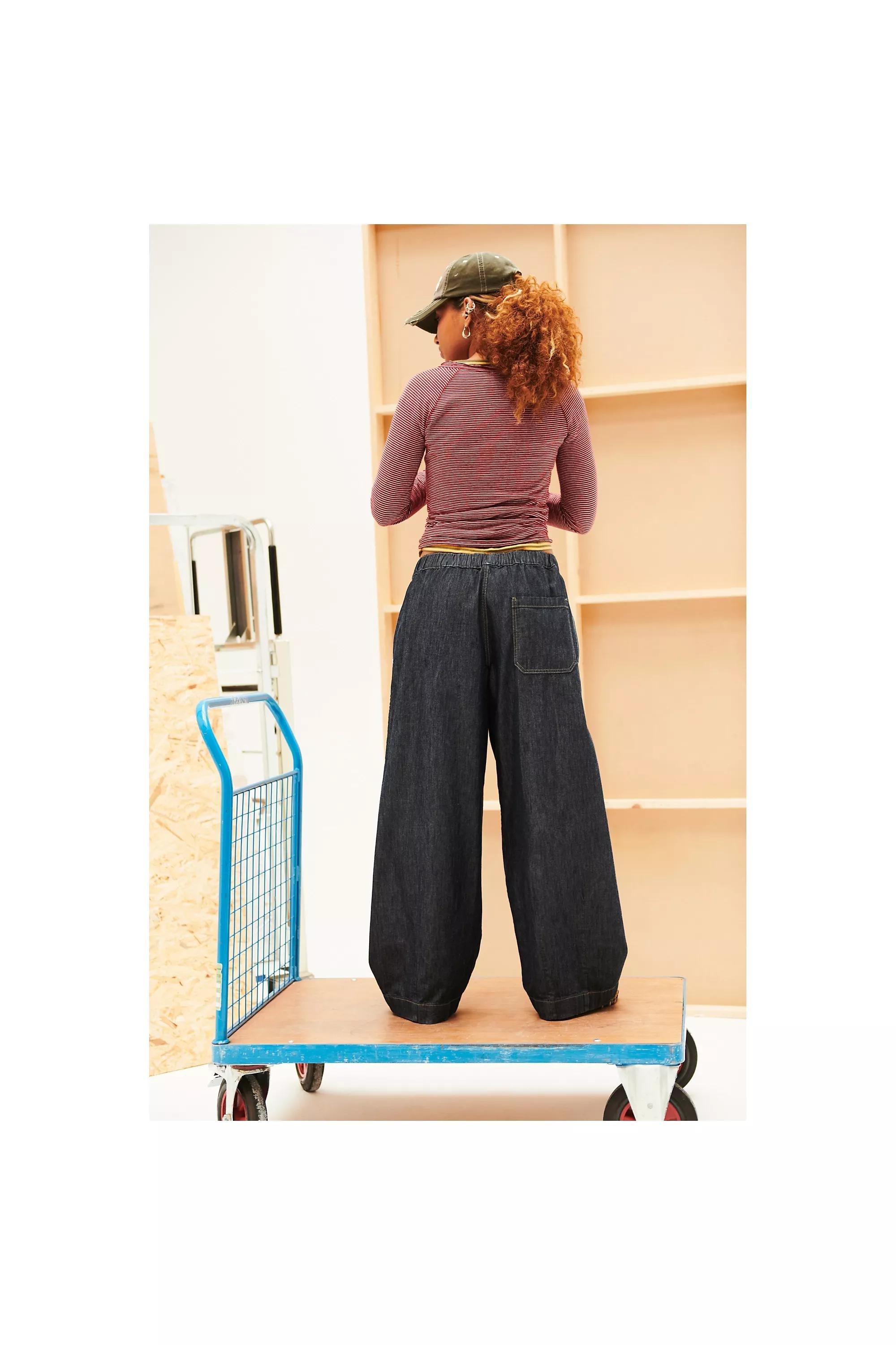 Navy Bdg Bobbi Rinse Baggy Cocoon Trousers, , large image number 2